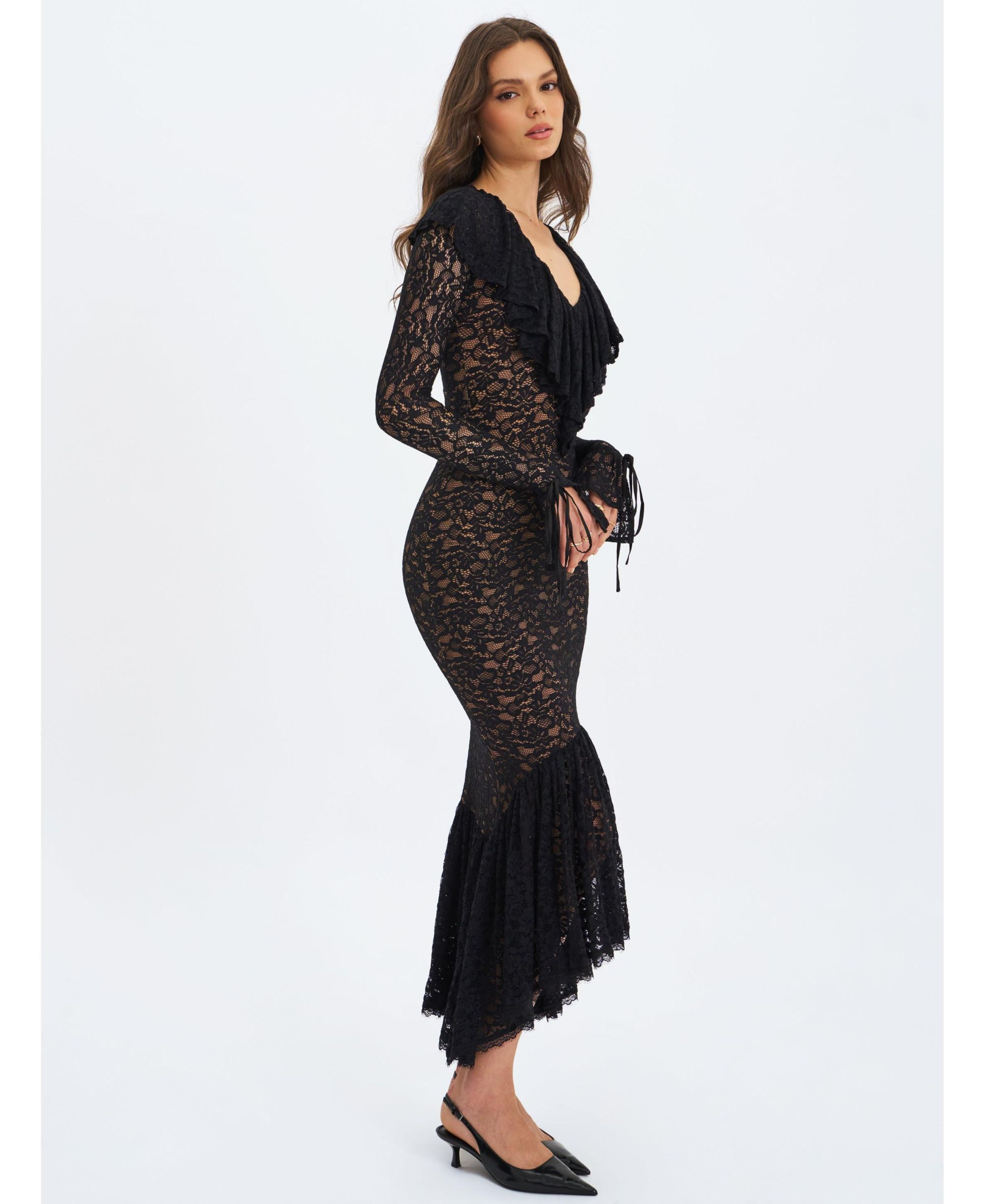 Parisa Lace Ruffled Mermaid Maxi Dress — Image 11