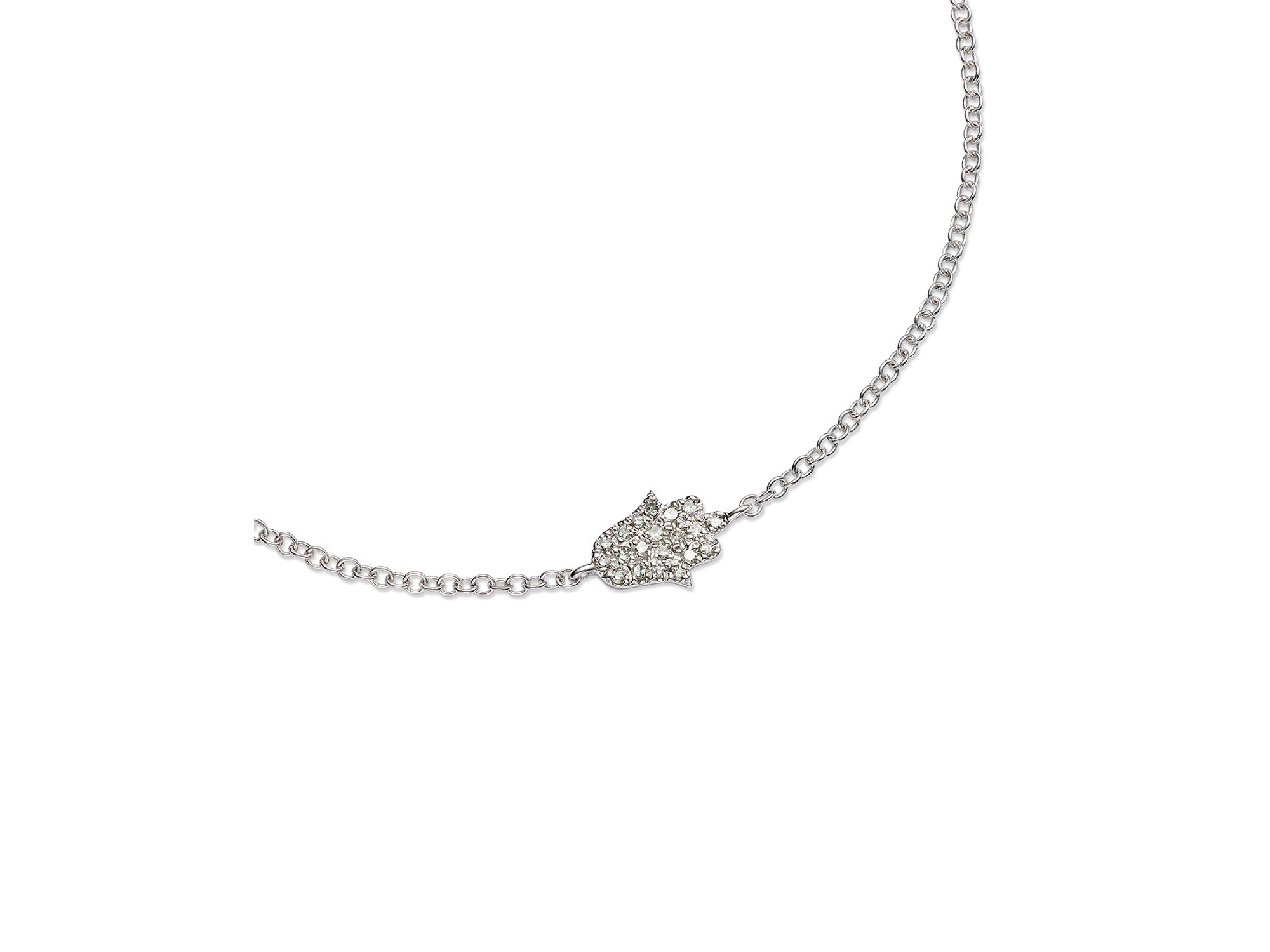 14K White Gold Diamond Pave Hamsa Bracelet — Image 3