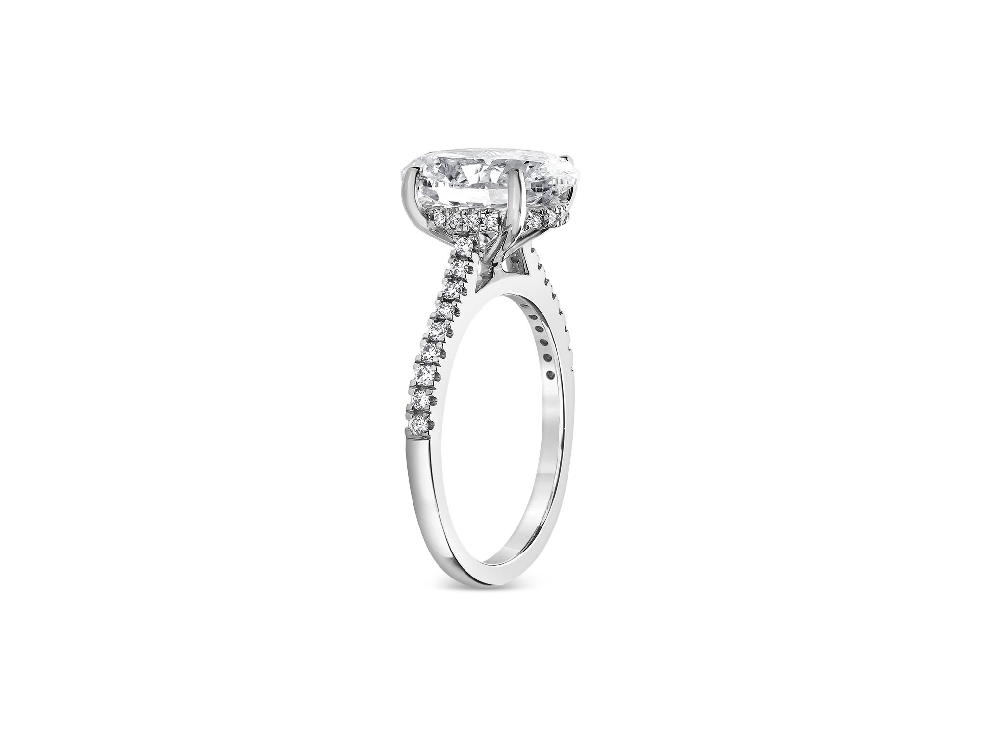 Certified Lab Grown Diamond Oval & Round Cut Bridal Set in 18K White Gold, 4.50 tcw — Image 3