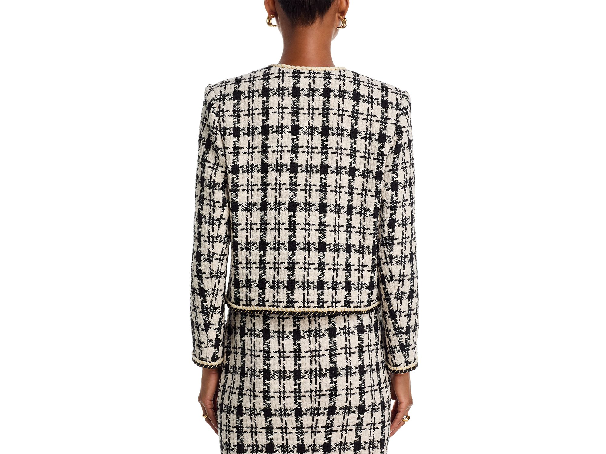 Houndstooth Tweed Jacket & Midi Skirt - Exclusive — Image 3