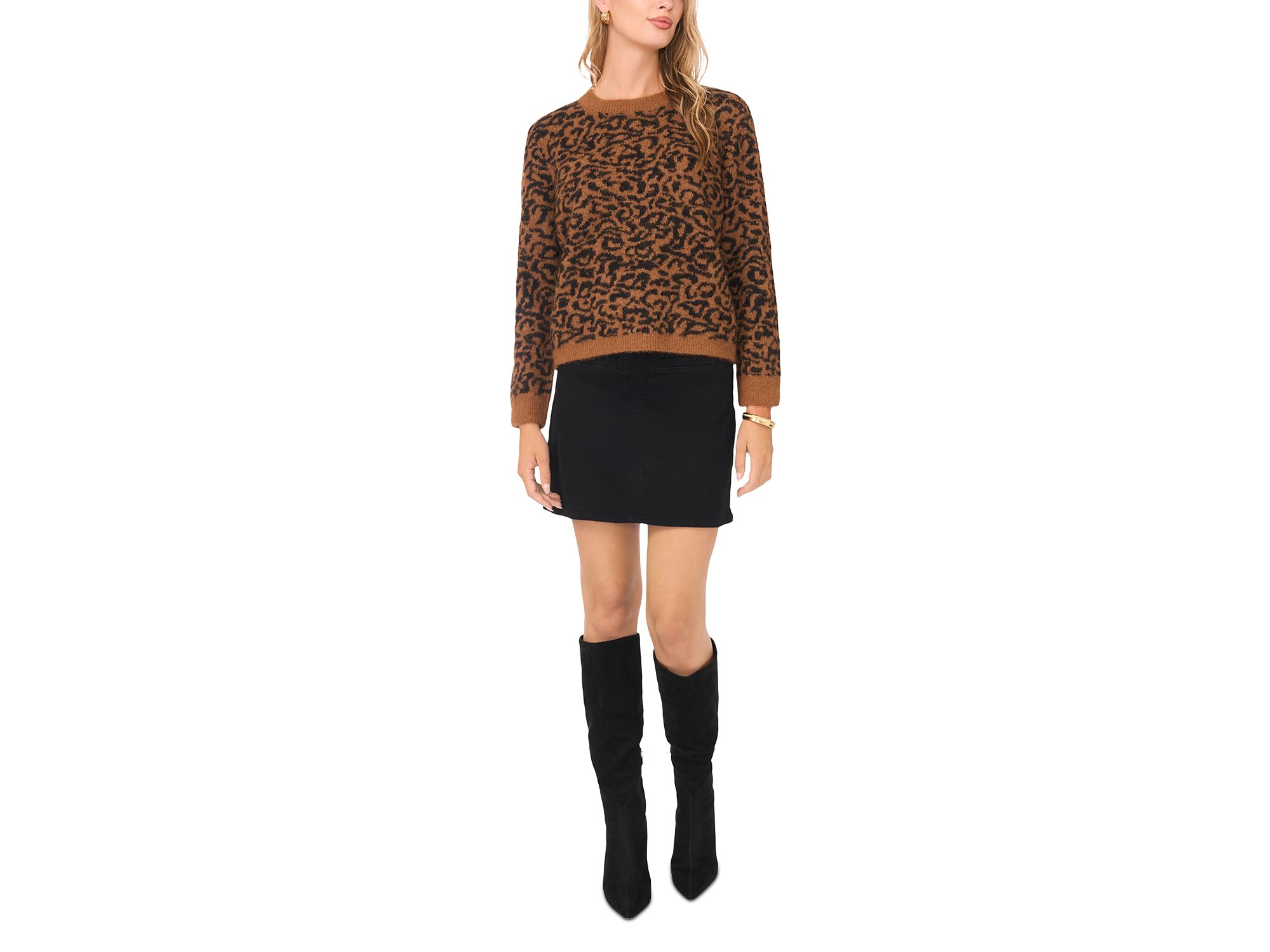 Leopard Print Long Sleeve Crewneck Sweater — Image 4