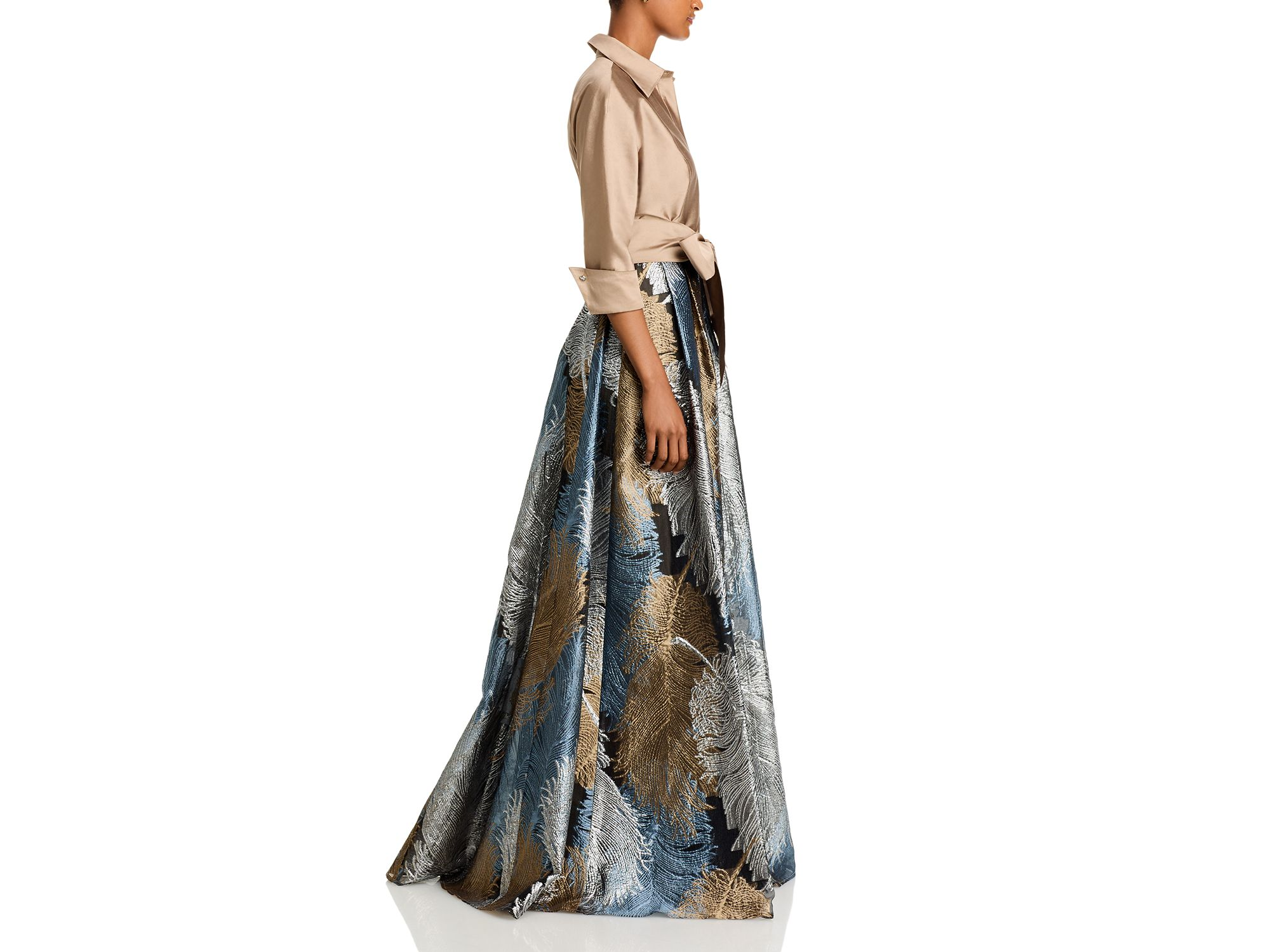 Metallic Jacquard Shirt Dress Gown — Image 7