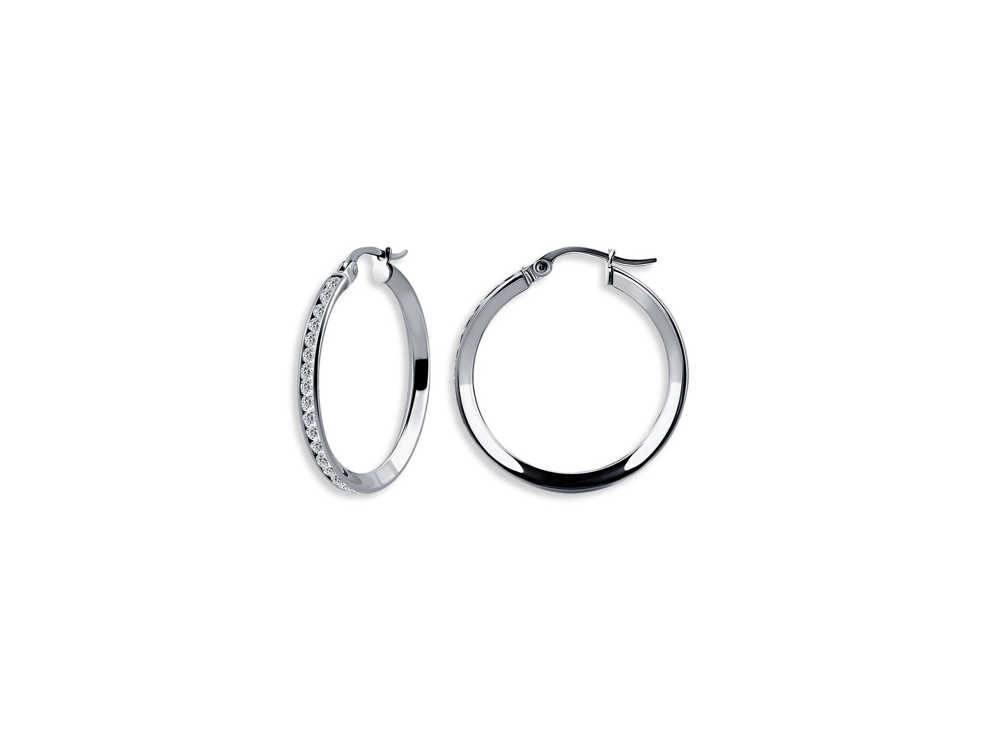 Cubic Zirconia Channel Set Hoop Earrings in Sterling - Exclusive — Image 3