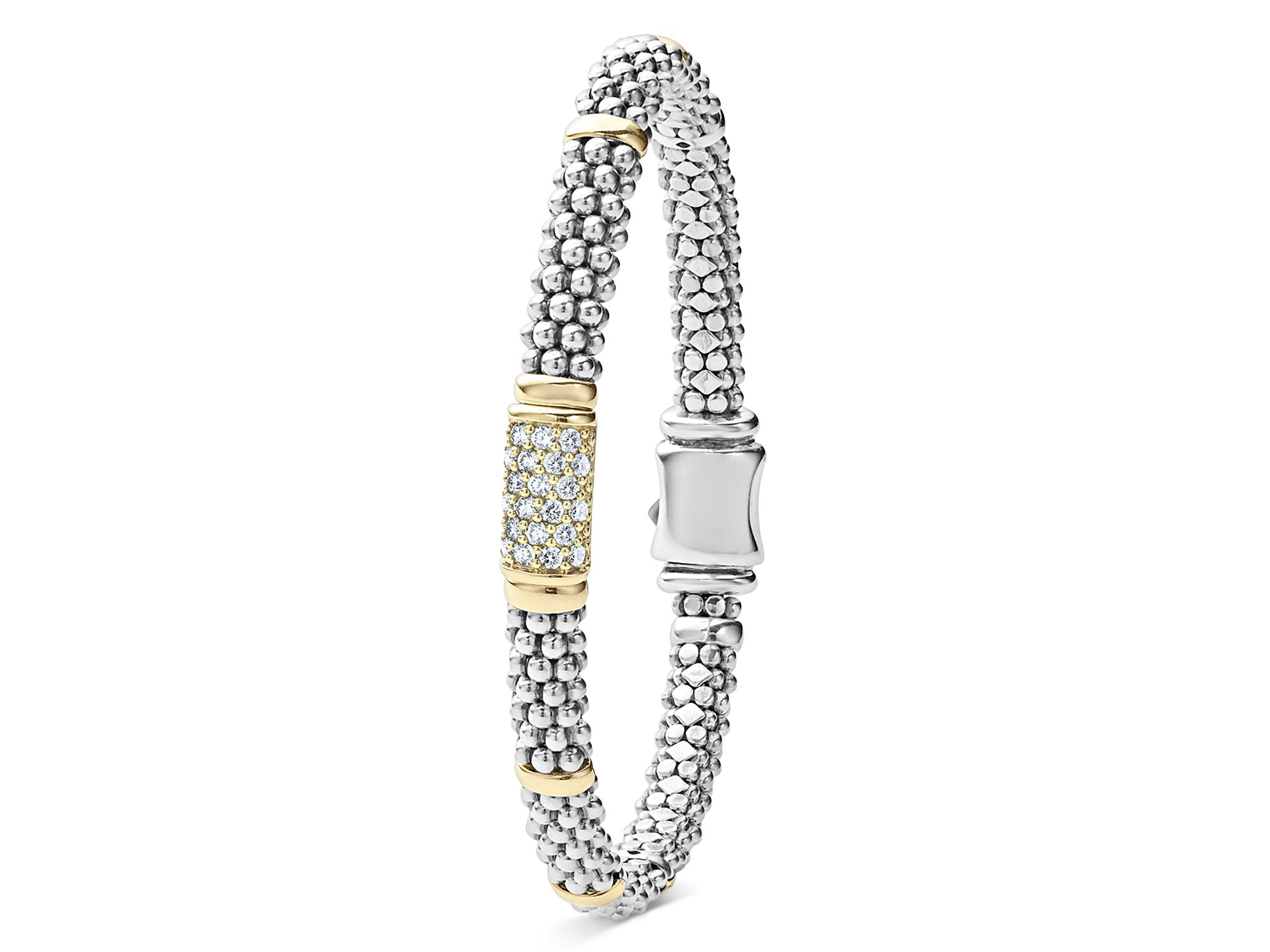 Sterling & 18K Yellow Gold Diamond Signature Caviar Bracelet — Image 3