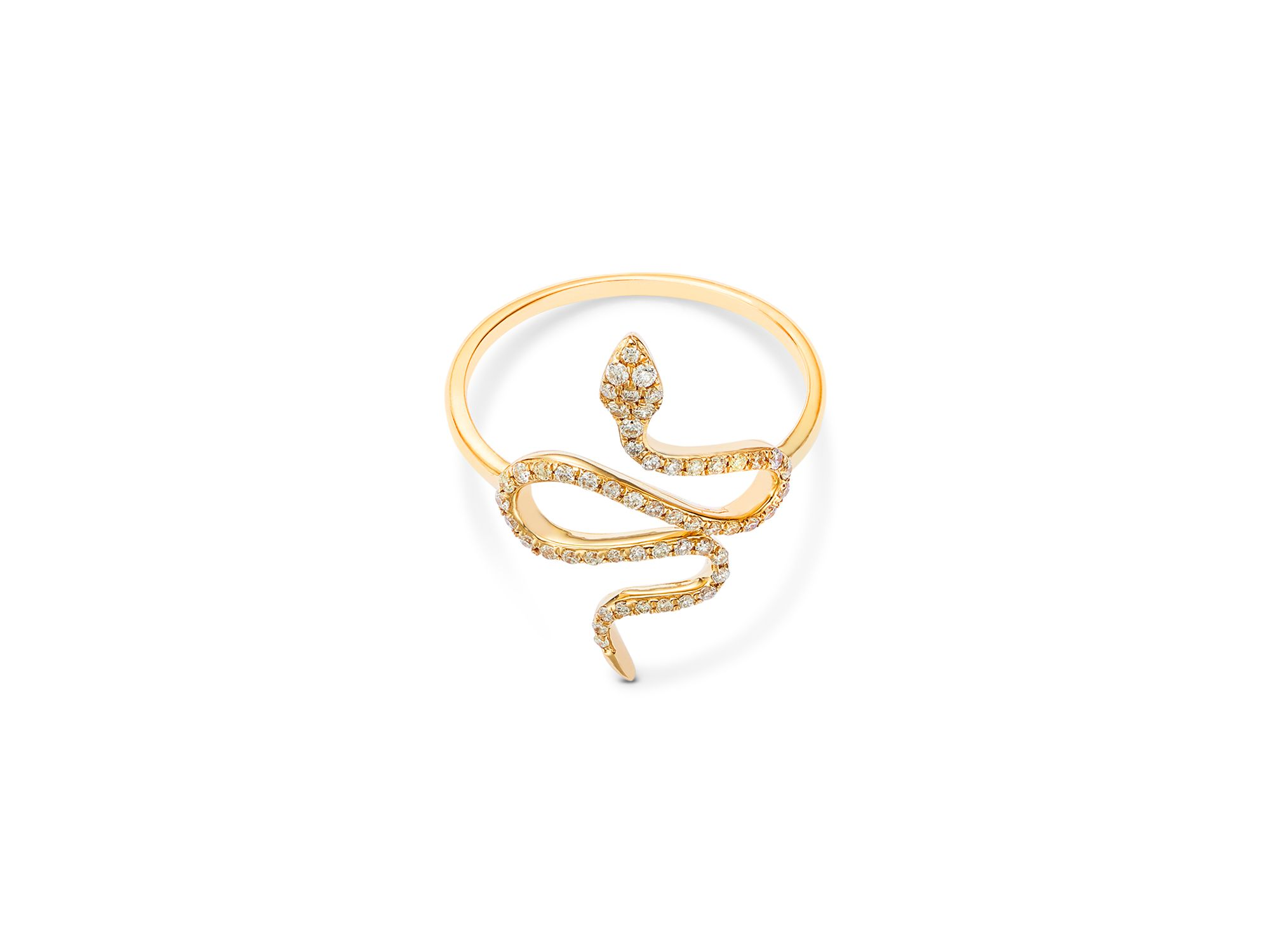 14K Yellow Gold Diamond Snake Ring, 0.26 tcw — Image 3