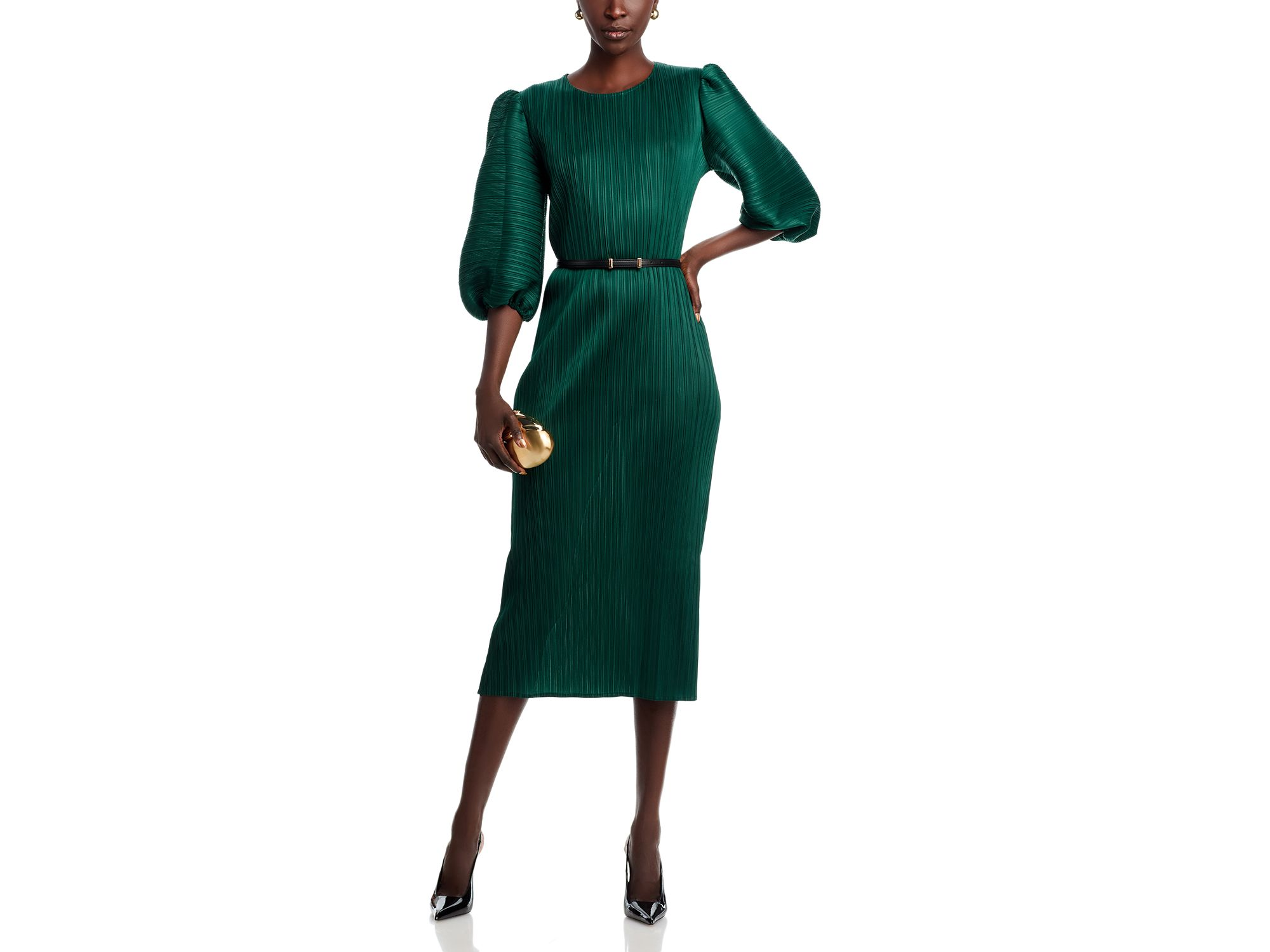 Puff Sleeve Crinkled Dress — Image 3