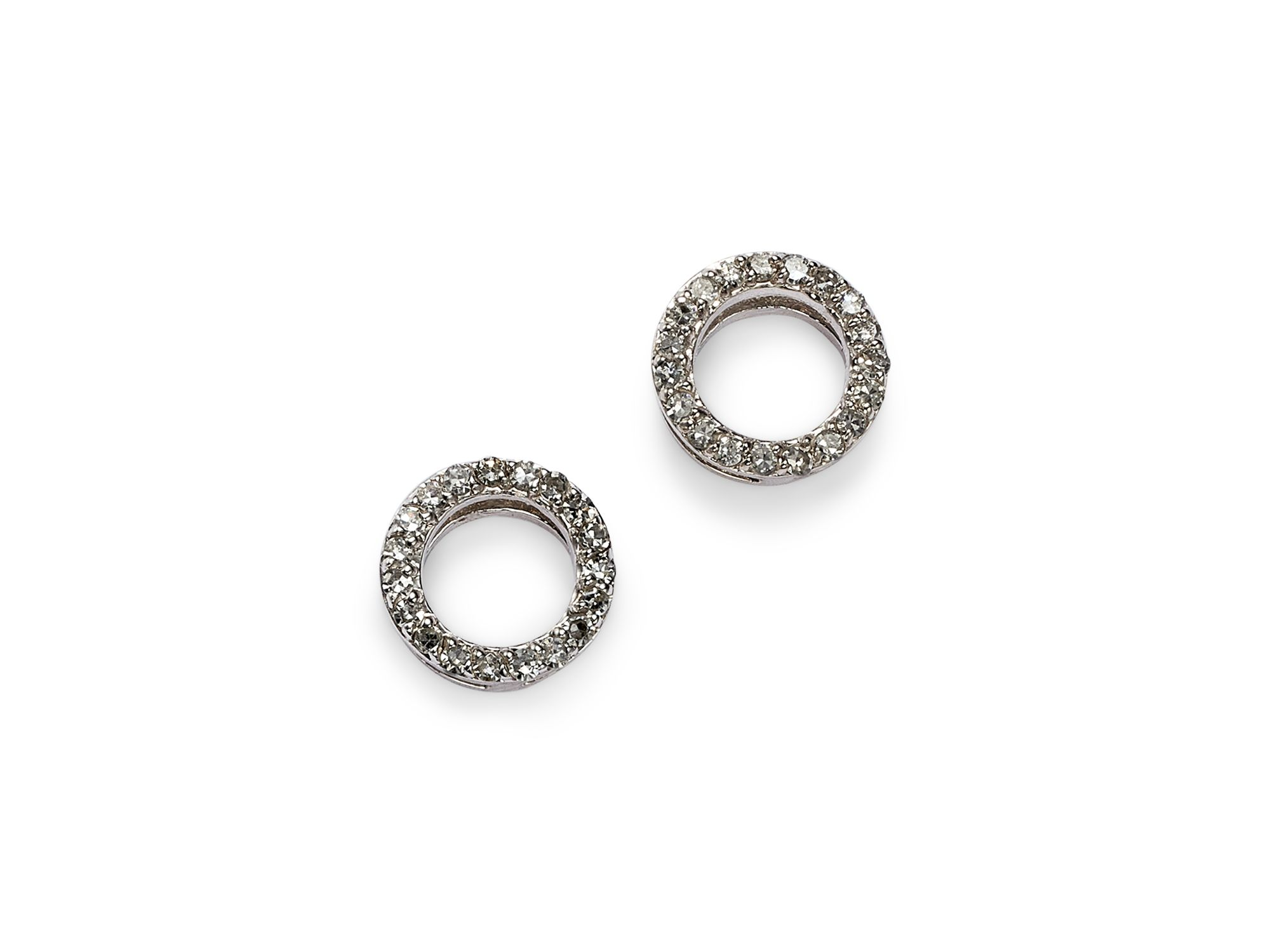 Diamond Circle Stud Earrings in 14K White Gold, .20 tcw — Image 4