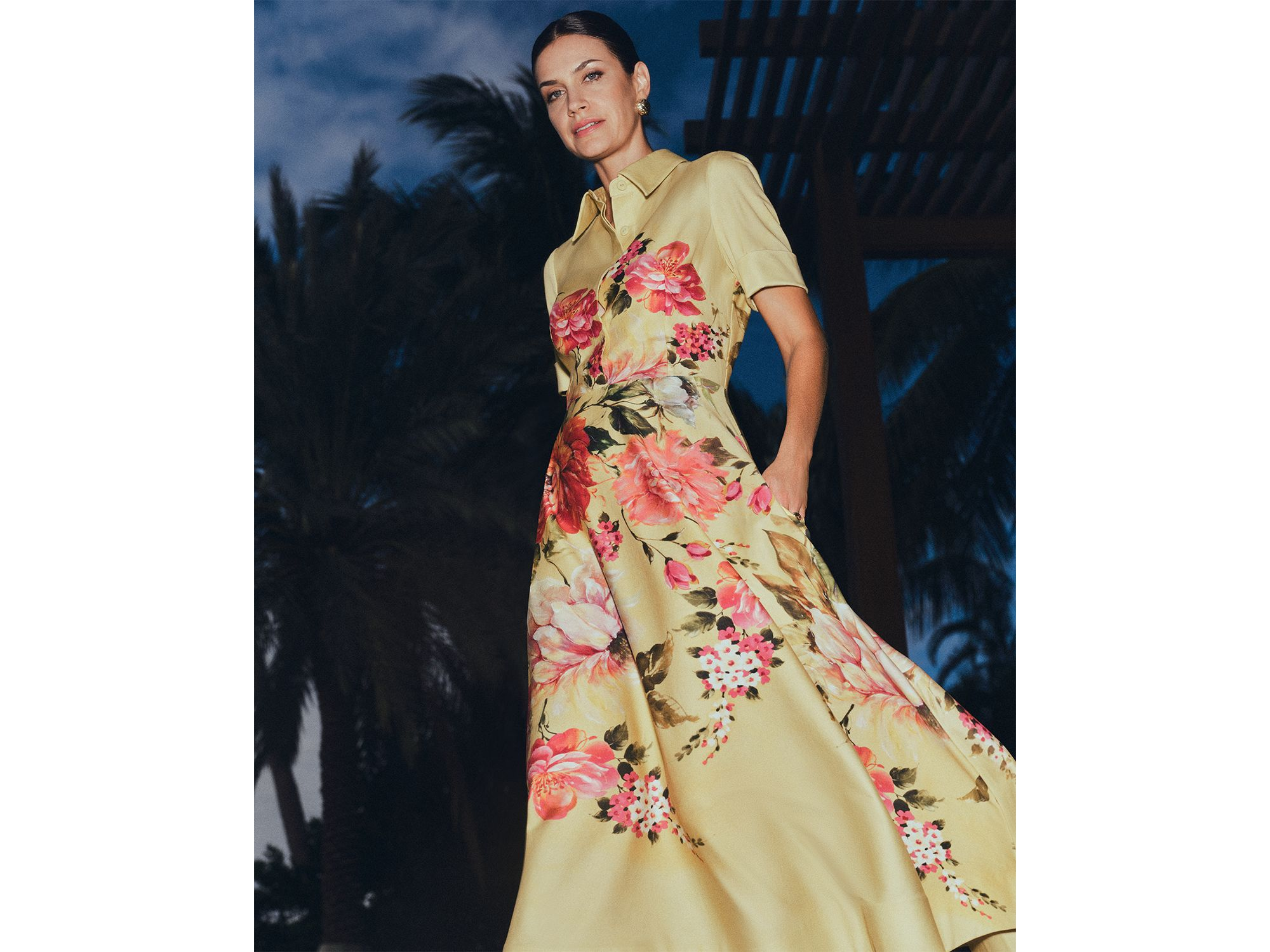 Bold Floral Print Shirt Midi Dress — Image 3