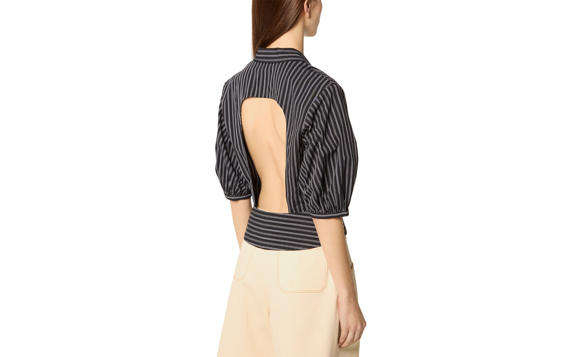 Cropped Shirt with Puff Sleeves — Image 4