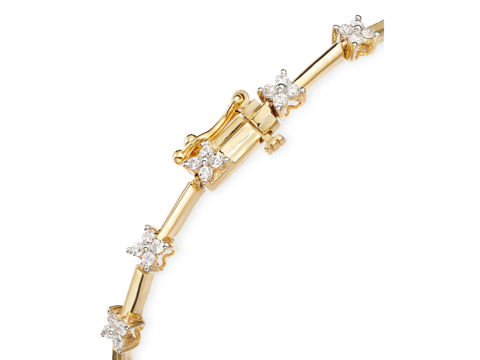 Diamond Flower Cluster Station Bracelet in 14K Yellow Gold, 1.00 tcw — Image 4