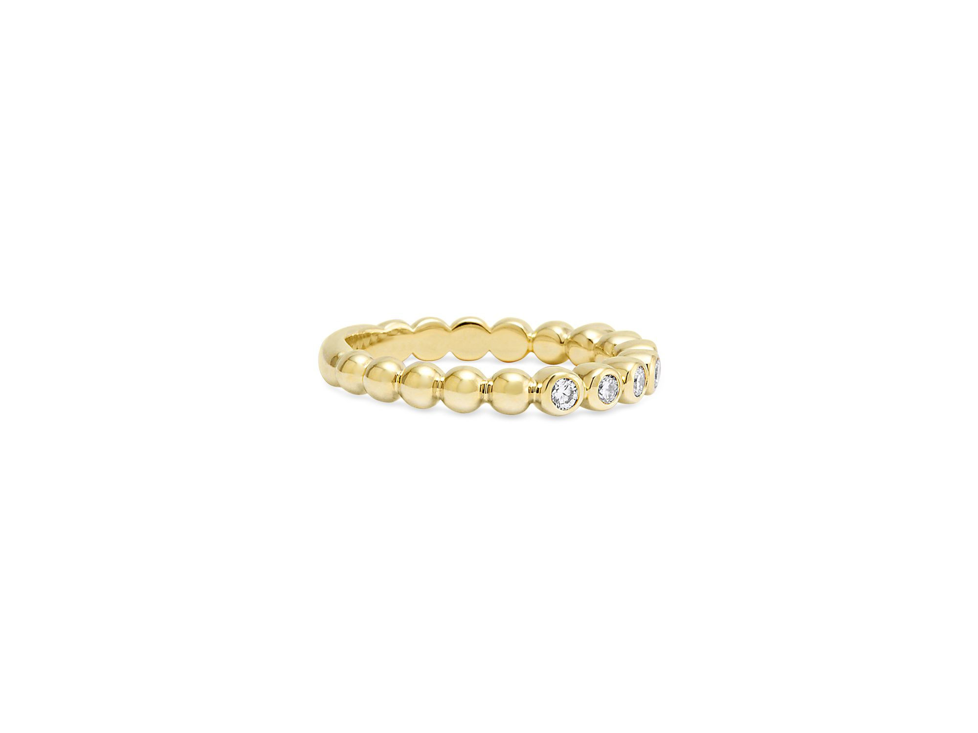 18K Gold Beaded and Diamond Ring — Image 4