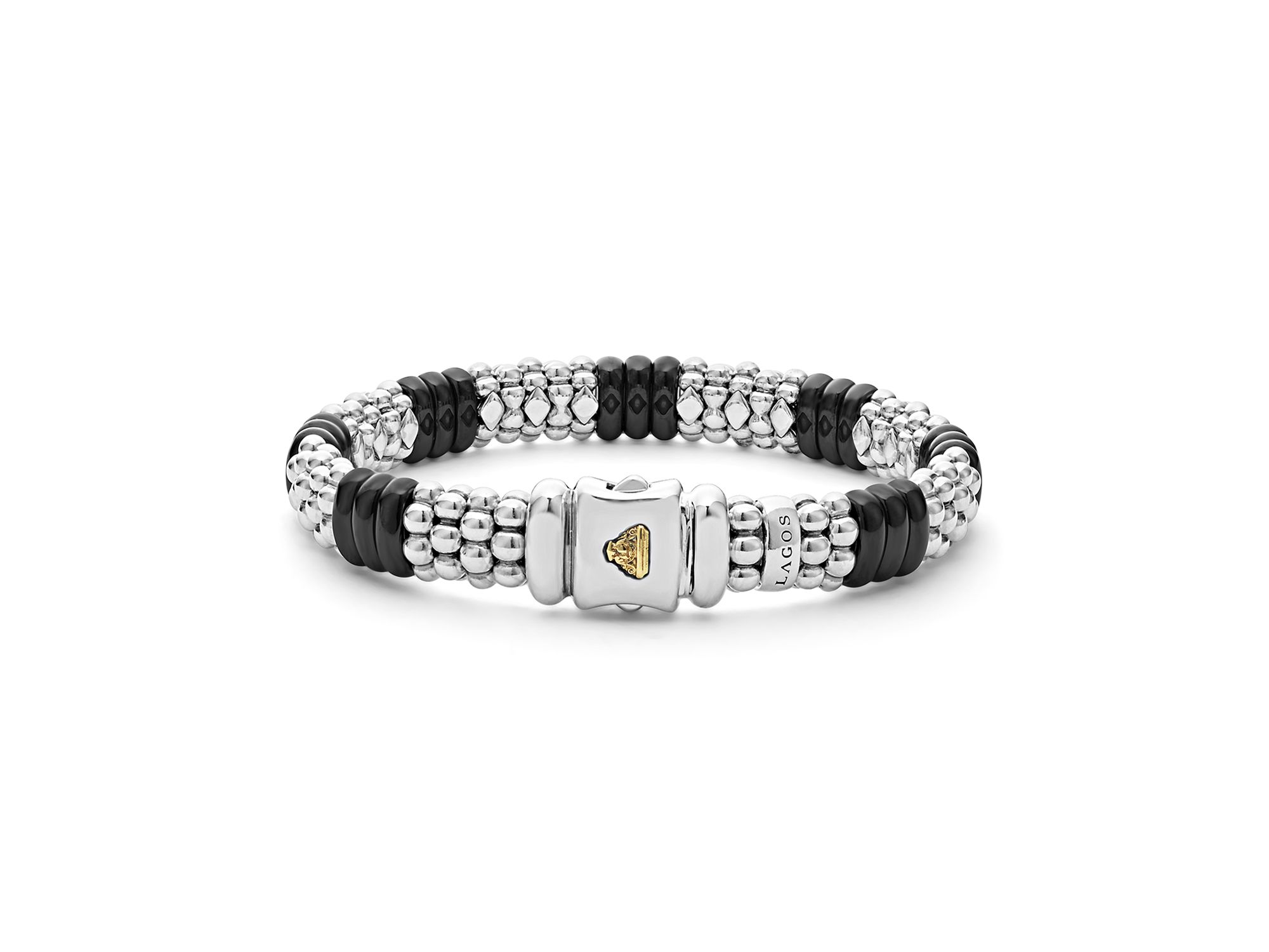 Sterling Silver Black Caviar Black Ceramic Beaded Bracelet — Image 5