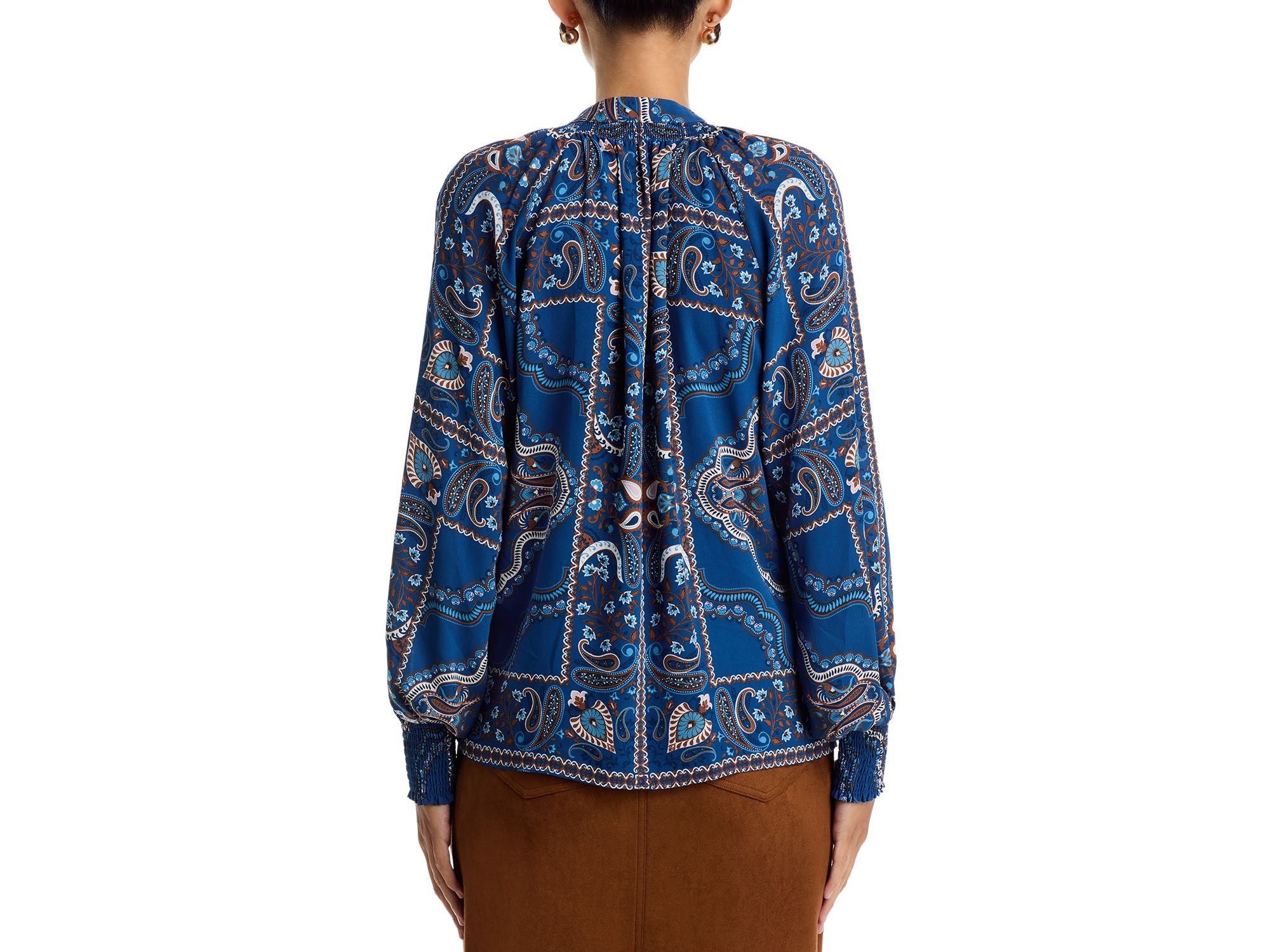 Split Neck Paisley Print Top — Image 3