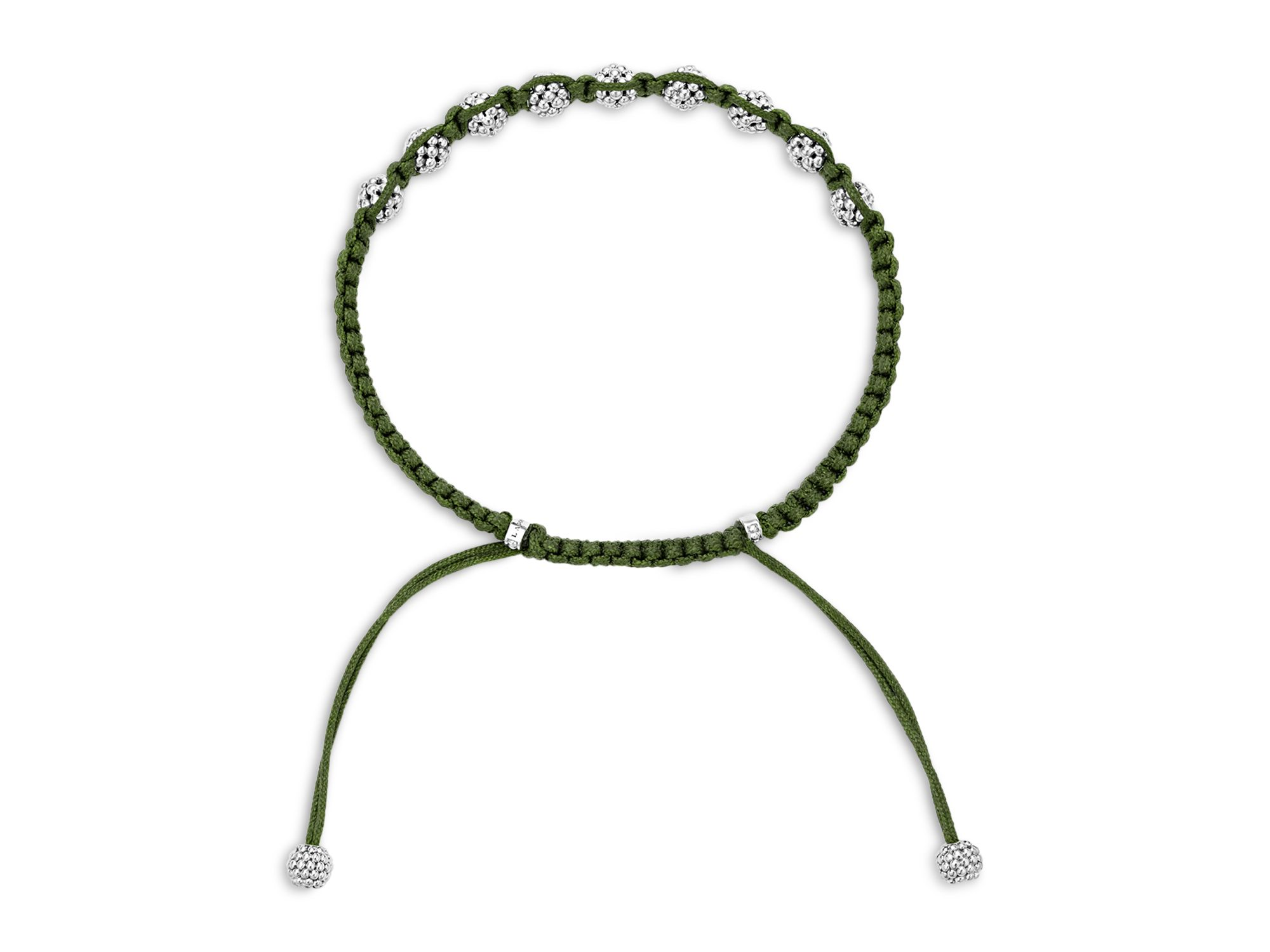 Men's Sterling Silver Anthem Caviar Bead Green Macrame Bracelet - Exclusive — Image 3