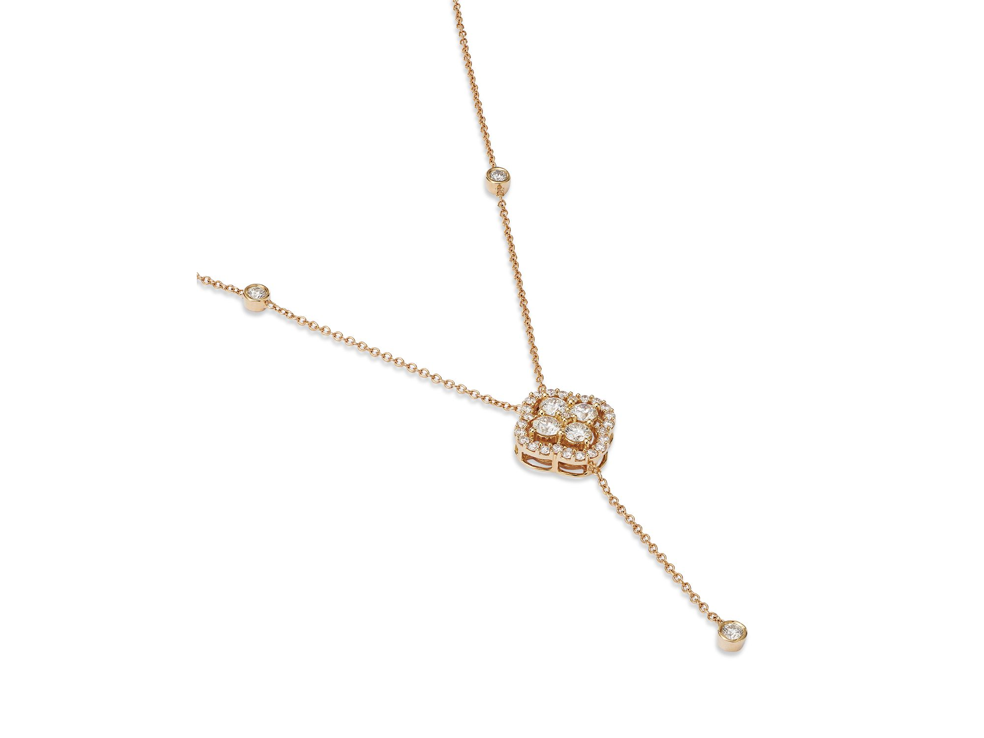 Diamond Clover Lariat Necklace in 14K Yellow Gold, 1.0 tcw — Image 5