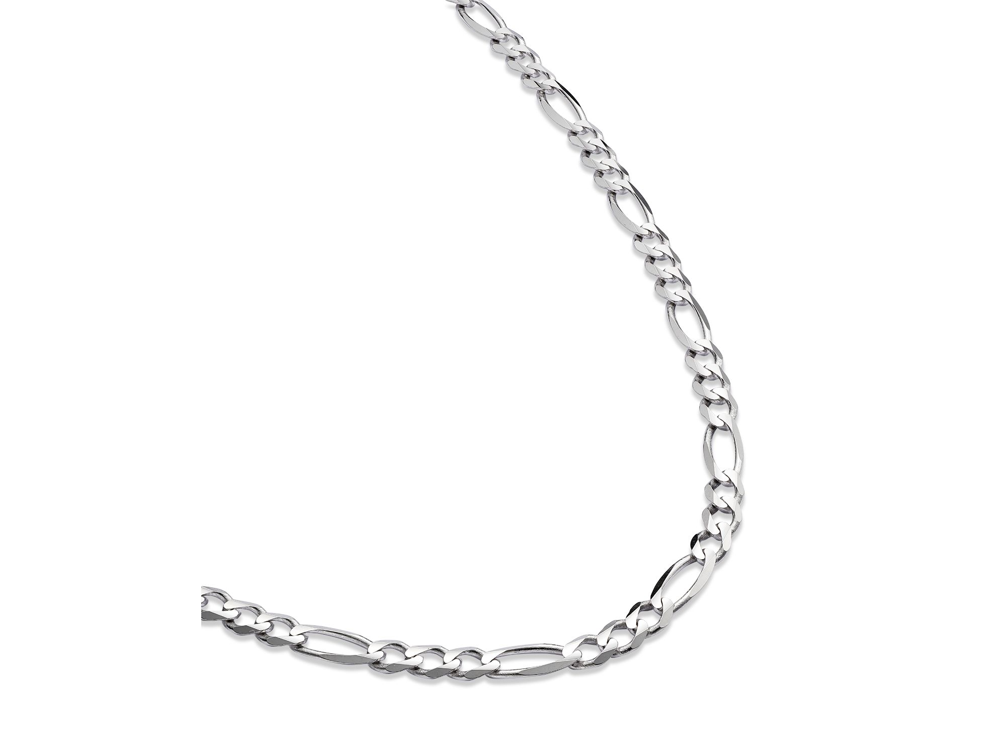 Men's Figaro Link Chain Necklace in 14K White Gold, 24" — Image 3