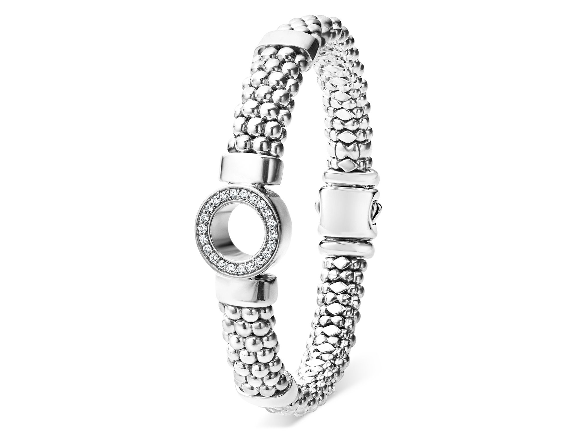 Sterling Caviar Spark Diamond Circle Bead Link Bracelet — Image 3