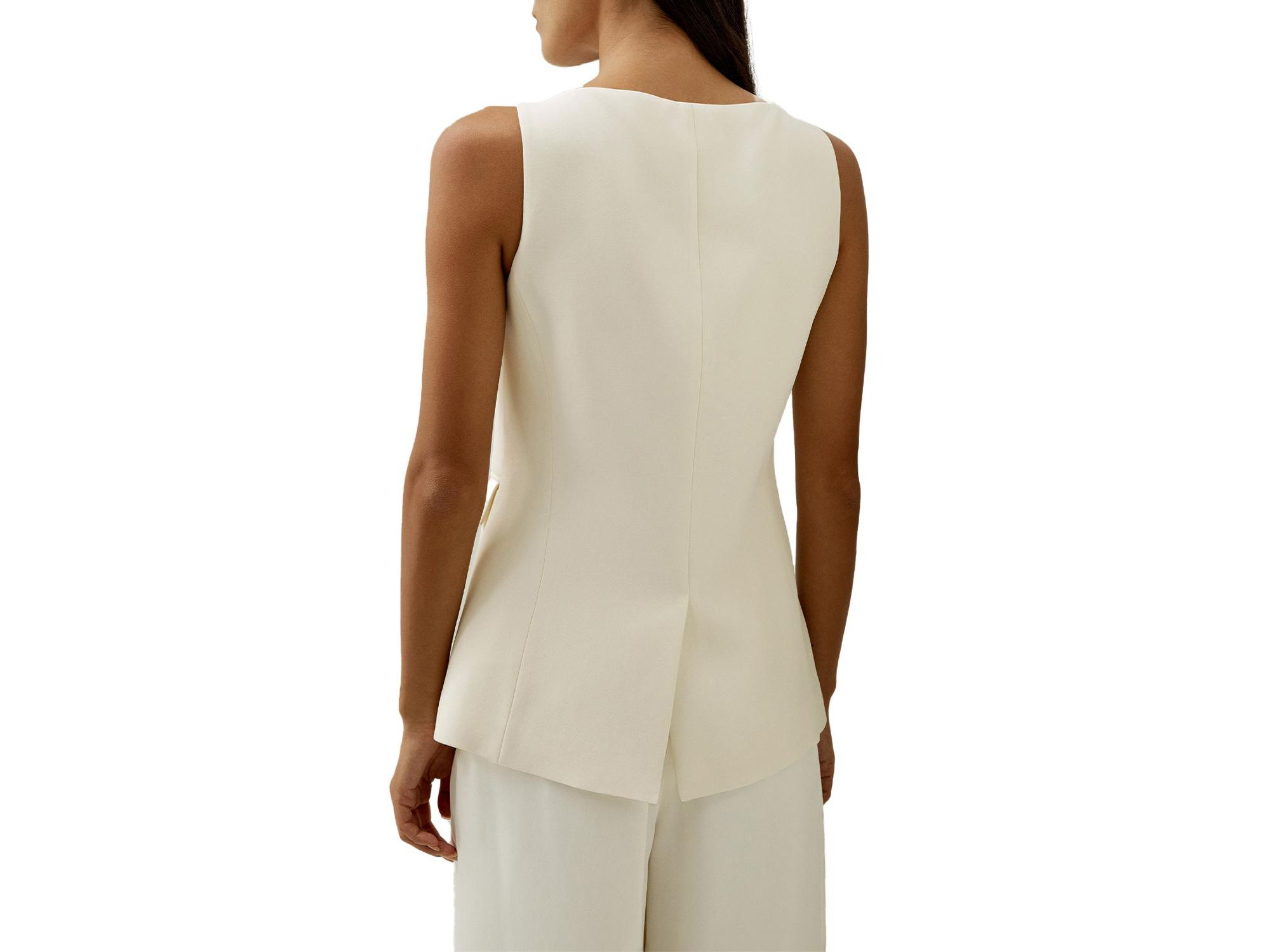 Sleeveless Button Up Silk Vest — Image 3