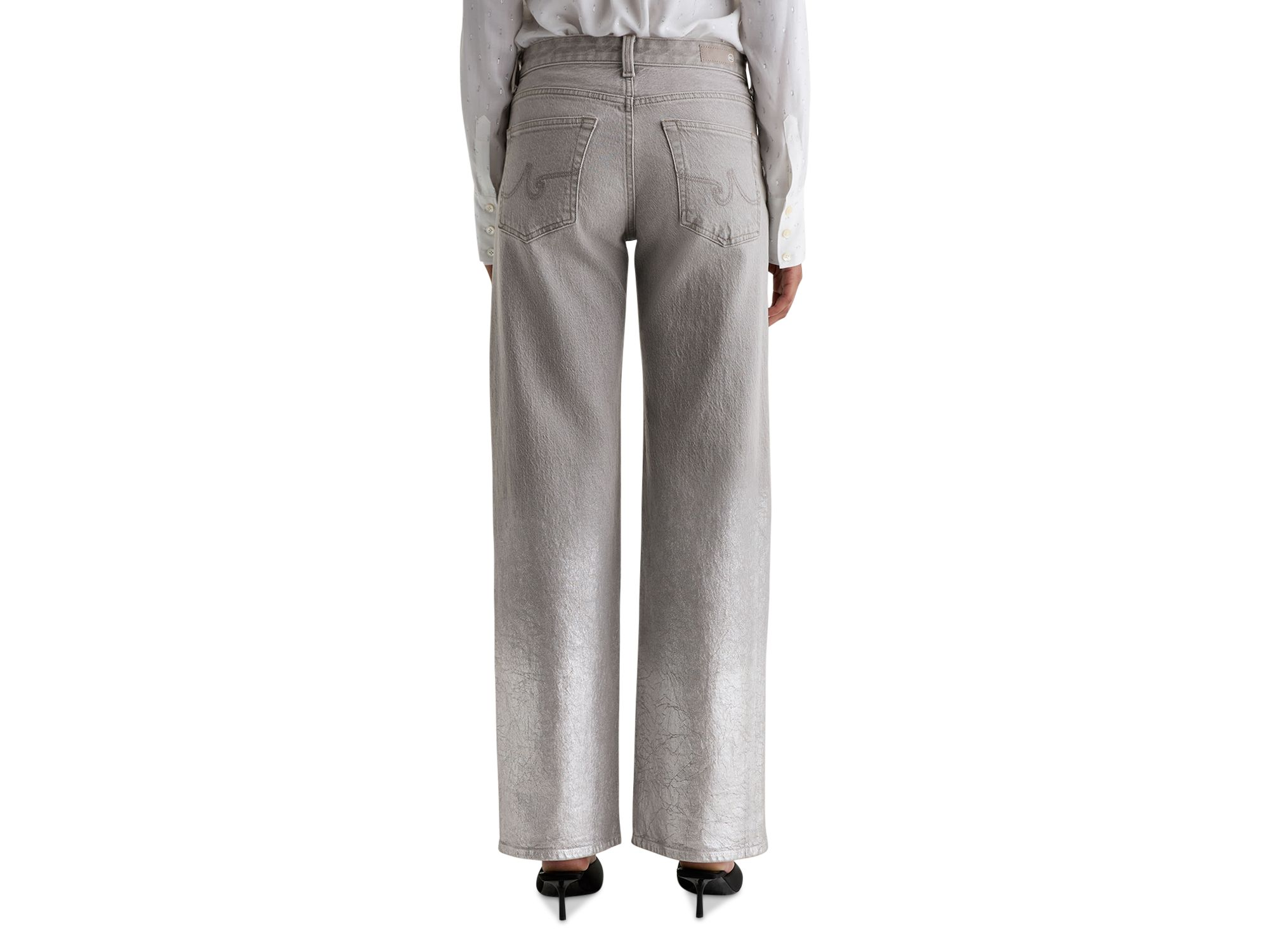 Adria Low Rise Wide Leg Jeans in Silver Myst — Image 6