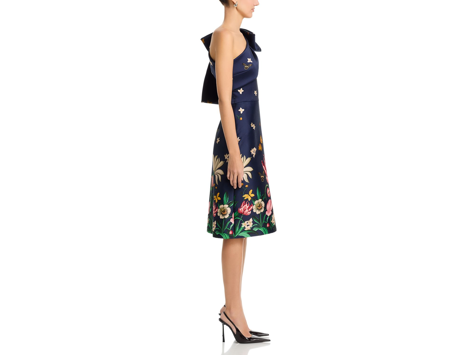 Mikado Floral Butterfly One Shoulder Dress — Image 5