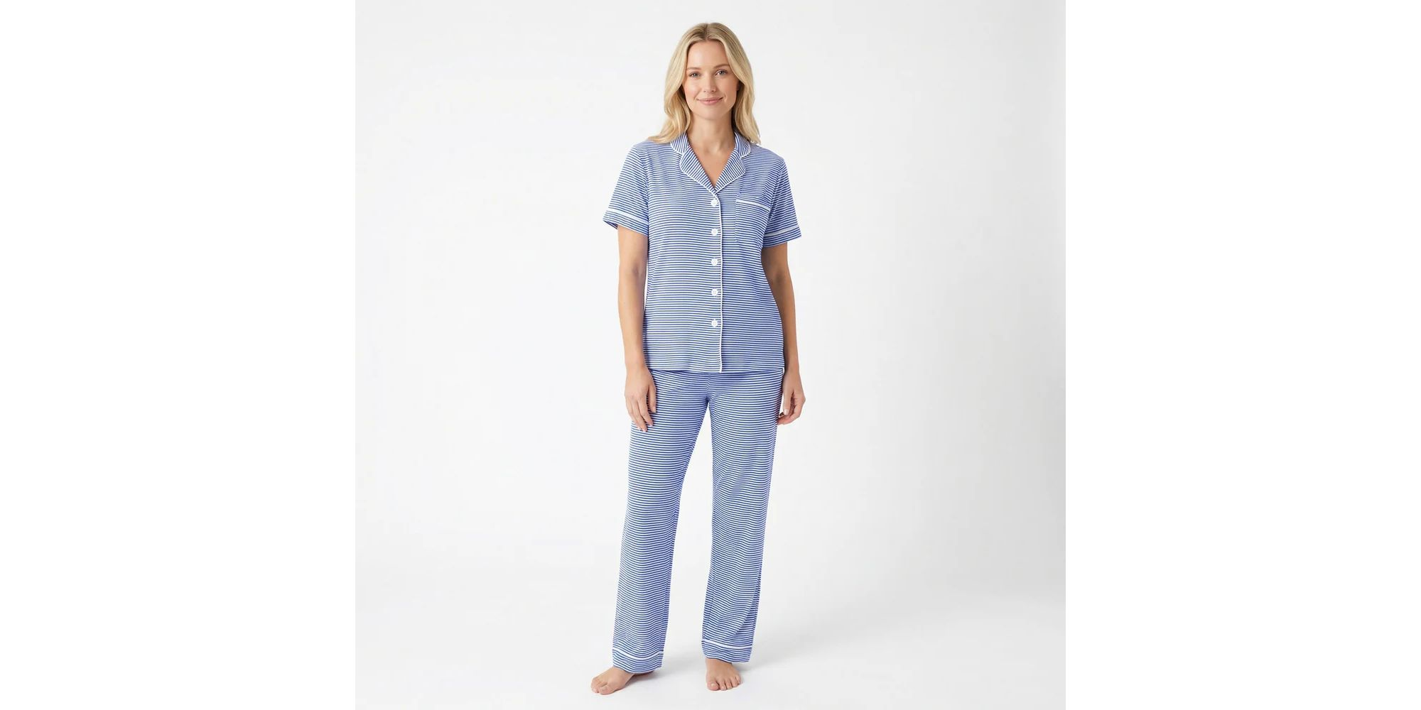 Cobalt Stripe Bamboo Pajama Set — Image 6