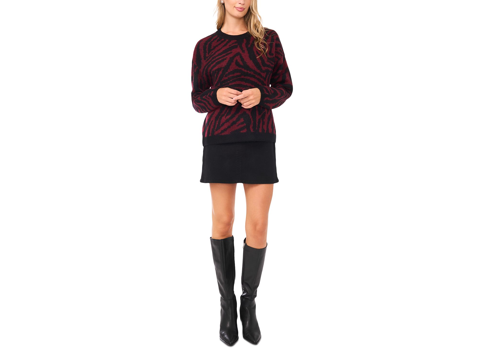 Zebra Jacquard Crewneck Sweater — Image 4