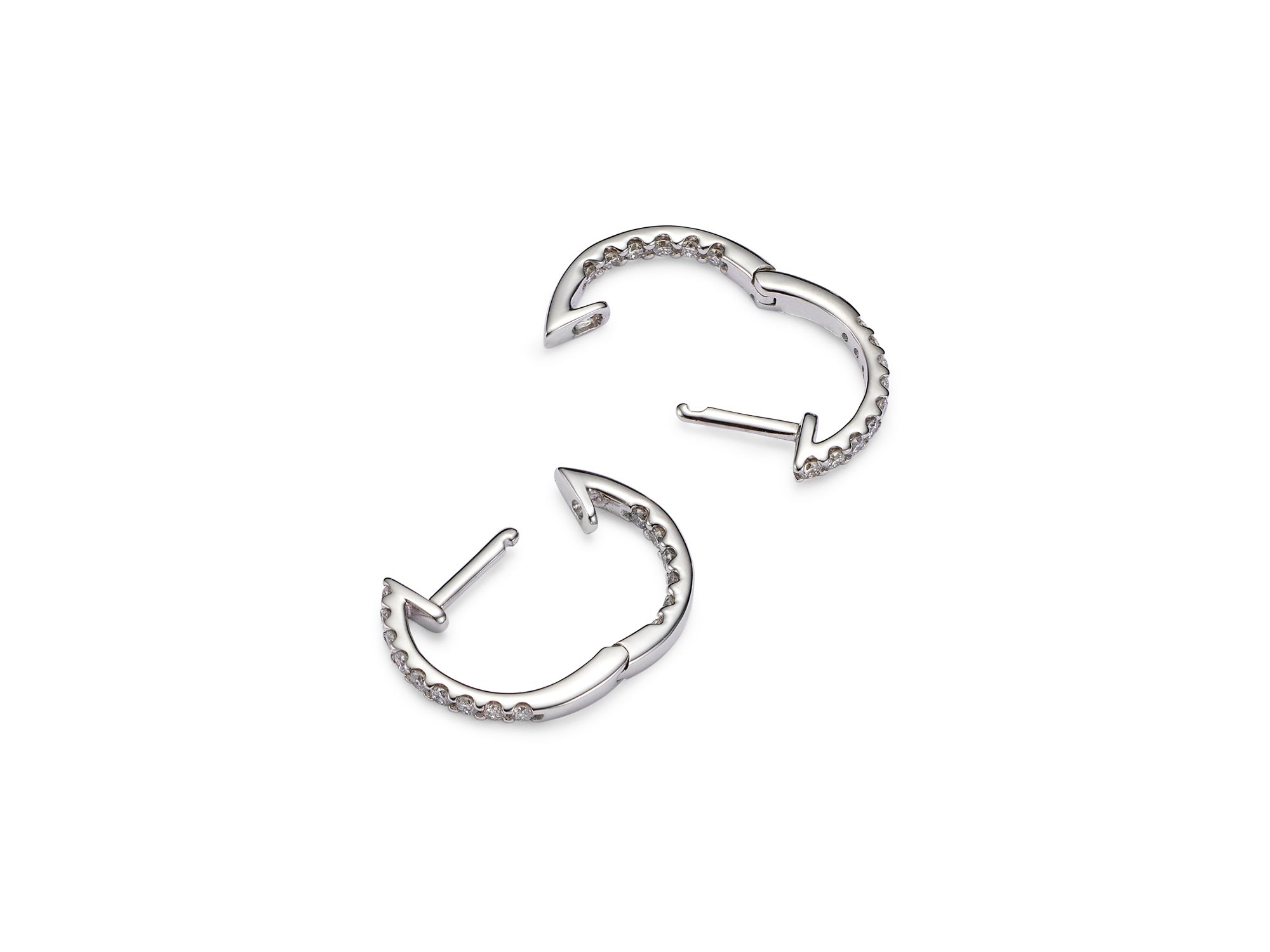 Diamond Inside Out Hoop Earrings in 14K White Gold, 0.30 tcw — Image 4