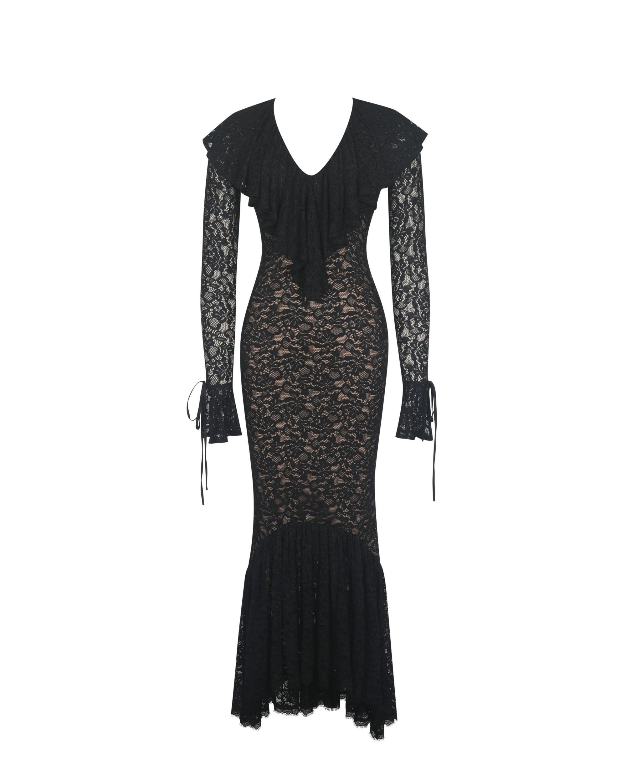 Parisa Lace Ruffled Mermaid Maxi Dress — Image 9