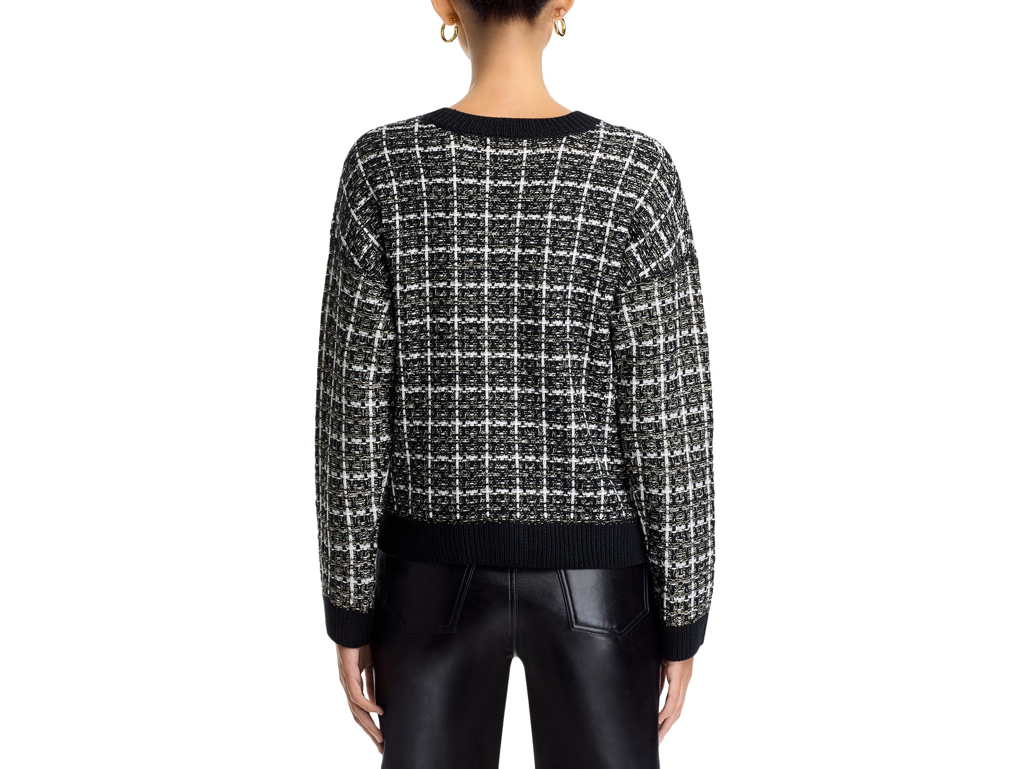 Tweed V Neck Cardigan Sweater - Exclusive — Image 4