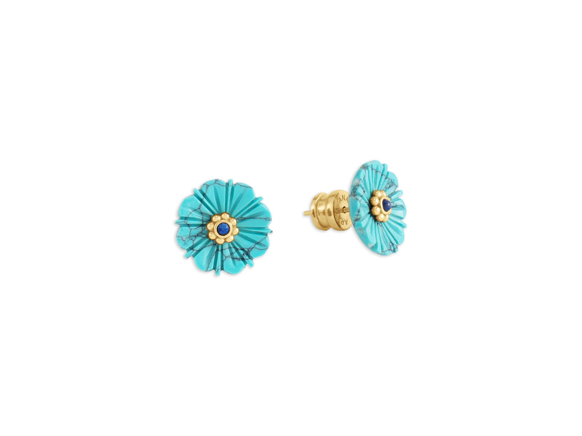 Milos Carved Stone Flower Stud Earrings — Image 3