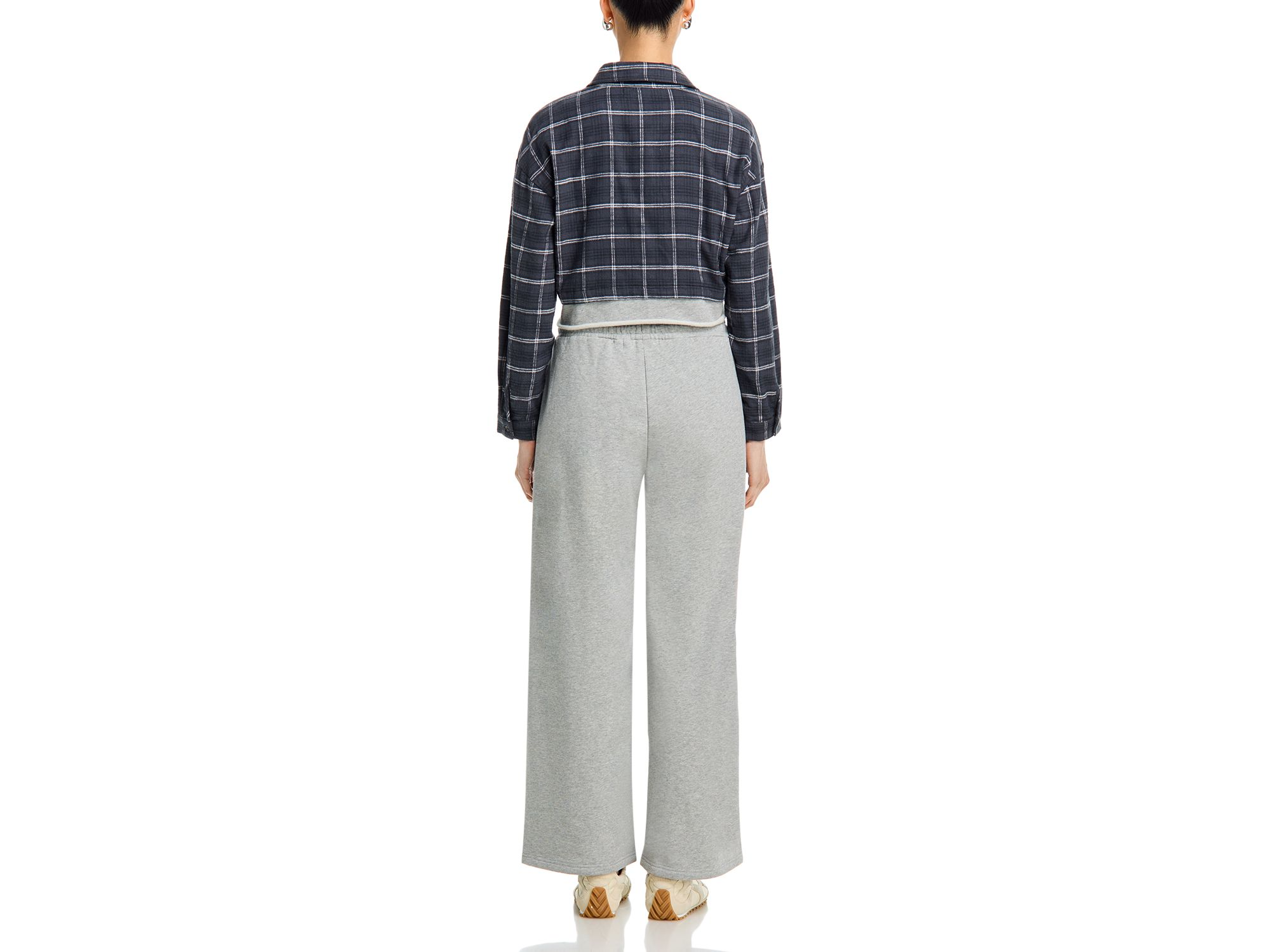 Midnight Plaid Flannel Shirt & French Terry Wide Leg Pants — Image 8