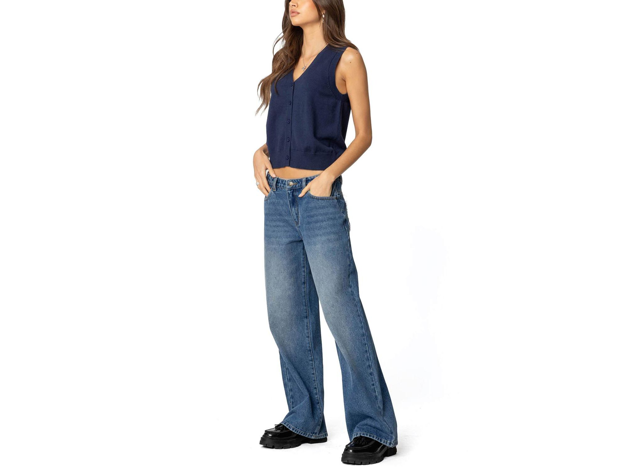 Cam Button Up Knit Vest Top — Image 3