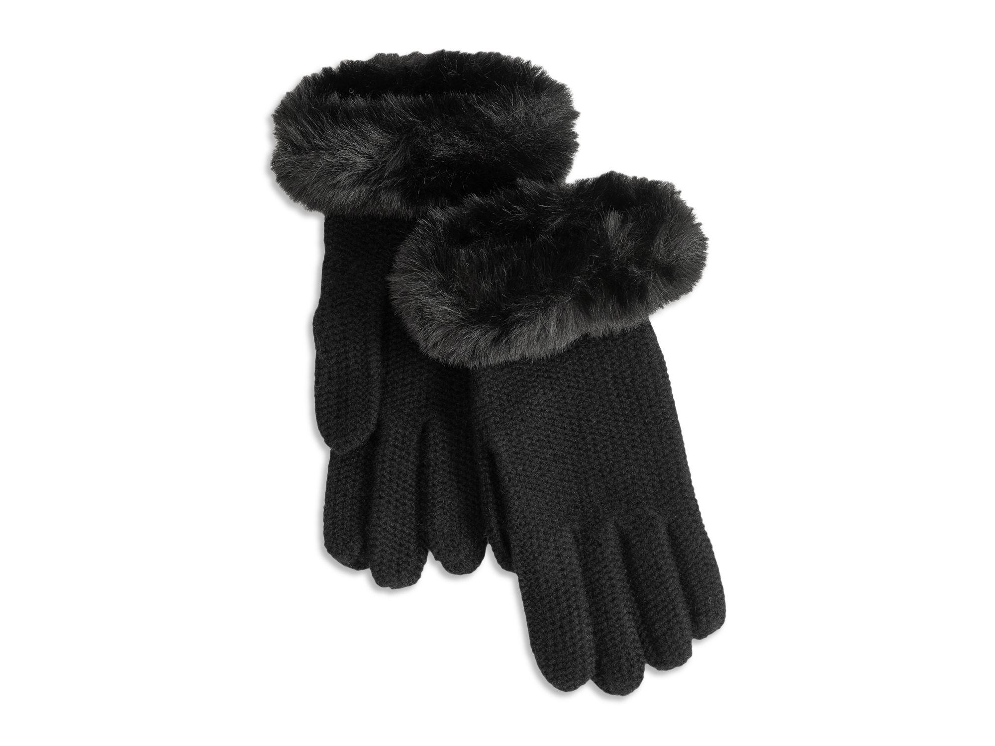 Brioche Stitch Faux Fur Gloves — Image 3