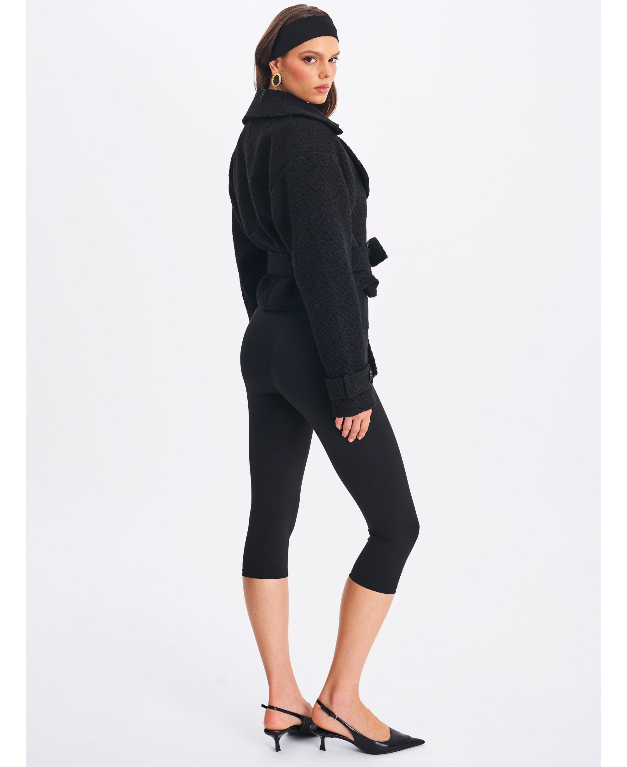 Dara Wool Blend Cropped Double-Breasted Belted Coat — Image 9