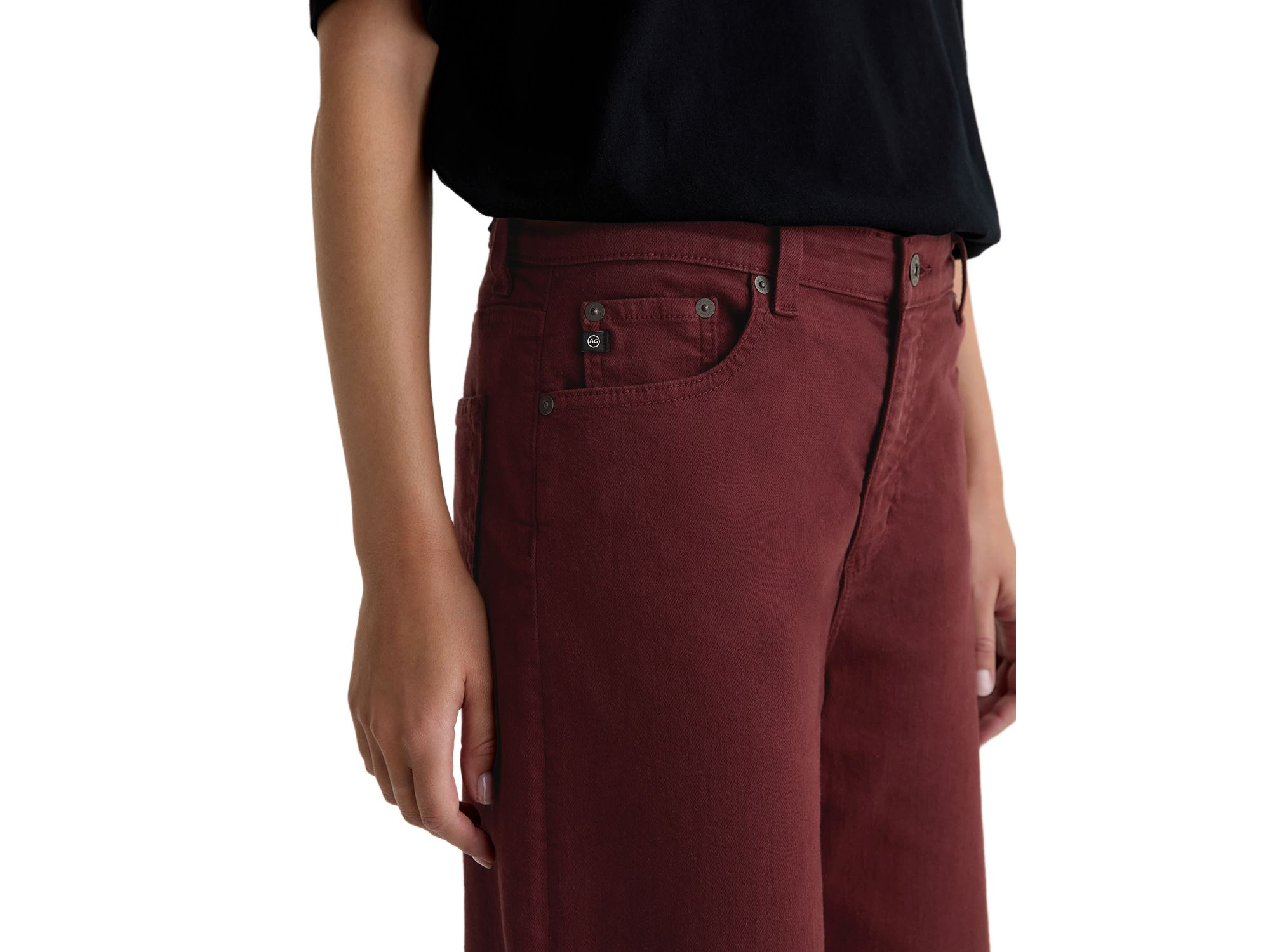Saige Mid Rise Wide Leg Jeans in Cranberry — Image 3