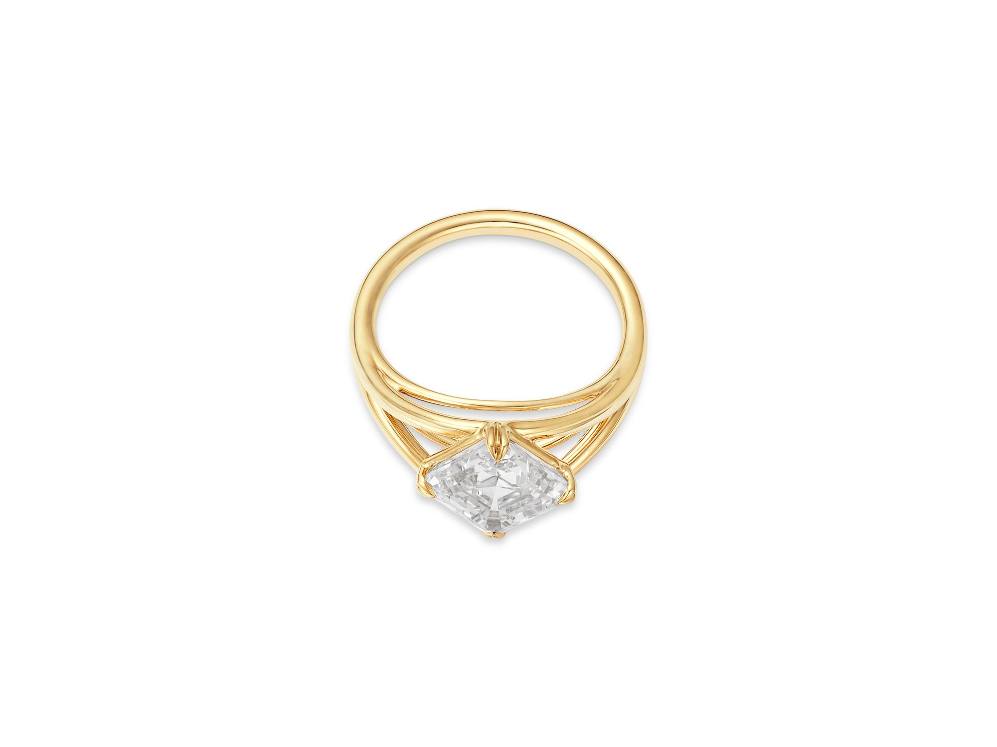 Luxe Collection Certified Lab Grown Diamond Asscher Cut Engagement Ring in 14K Yellow Gold, 3.0 tcw — Image 3