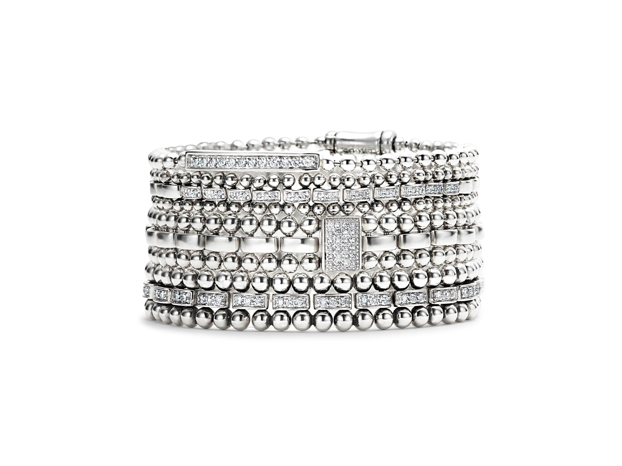 Sterling Silver Caviar Spark Diamond Link Bracelet — Image 3