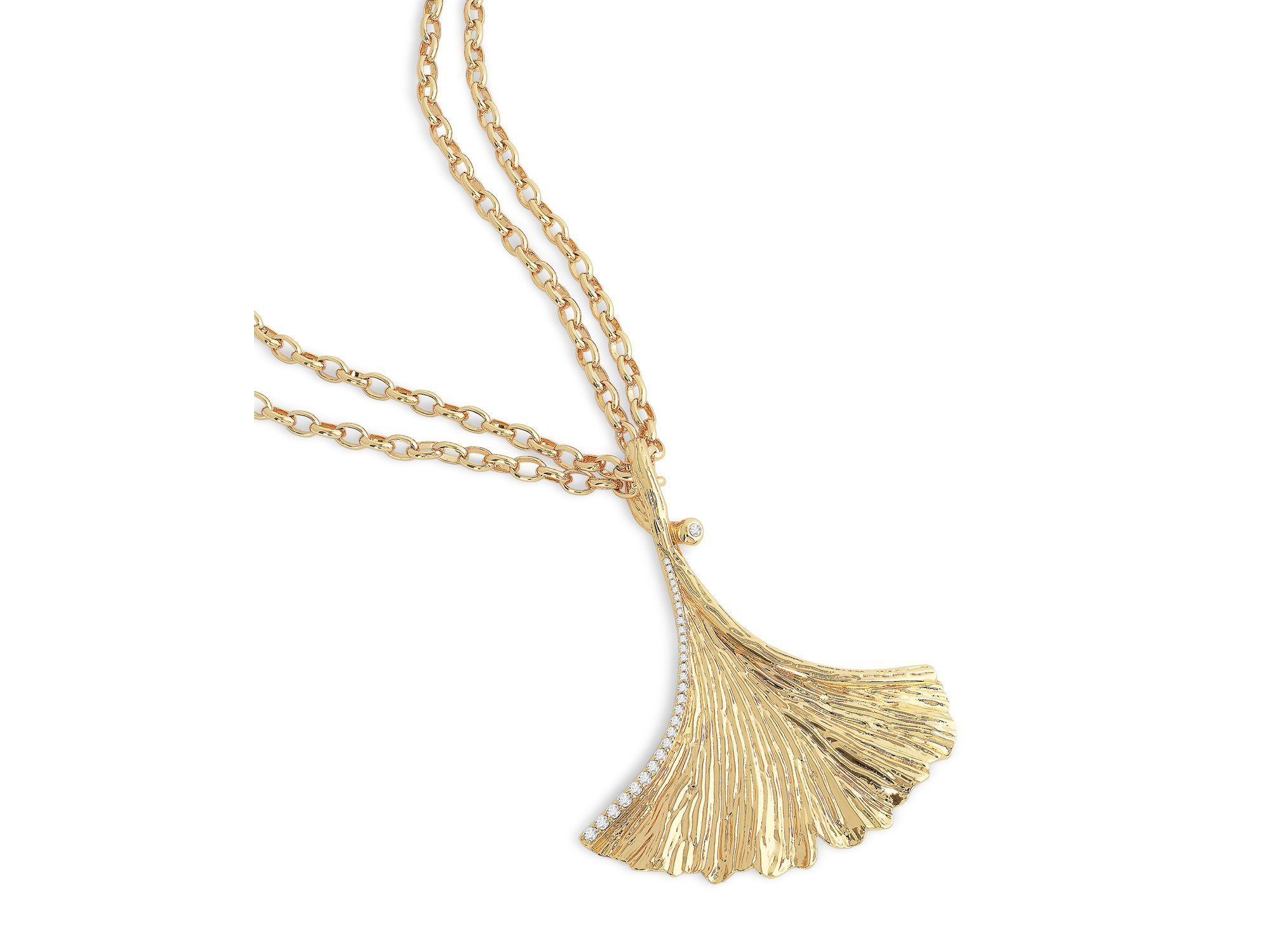 Gingko Pendant Necklace in 18K Gold Plated, 36" — Image 4