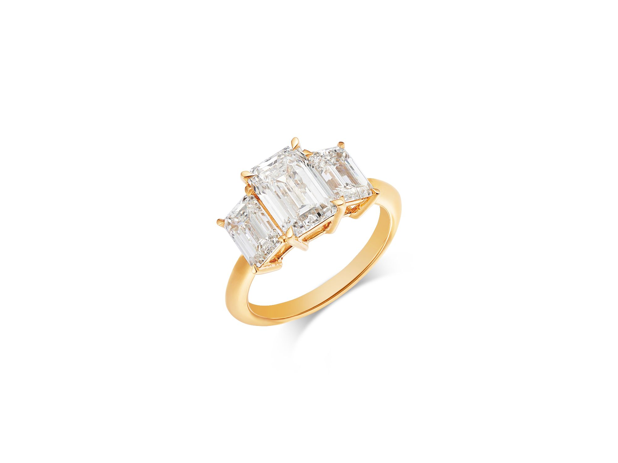 Certified Lab Grown Emerald-Cut Diamond Engagement Ring in 18K Yellow Gold, 4.40 tcw — Image 3