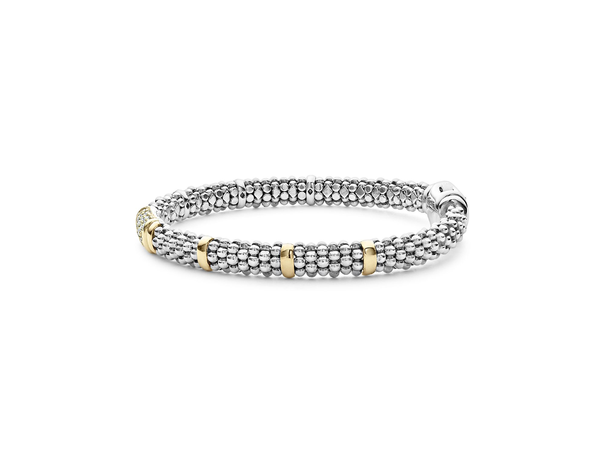Sterling & 18K Yellow Gold Diamond Signature Caviar Bracelet — Image 4
