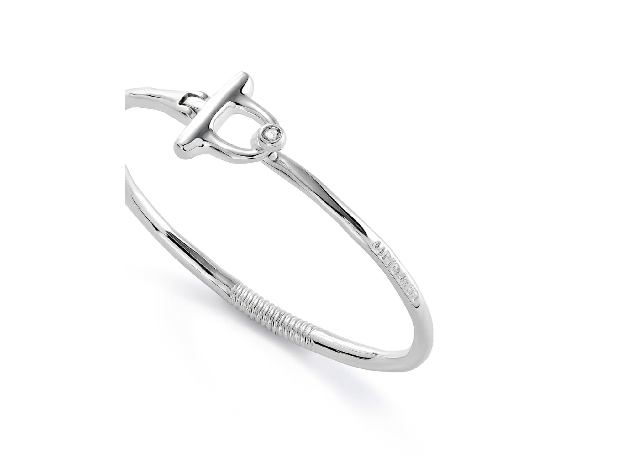Sterling-Plated Bangle Bracelet with White Topaz — Image 3