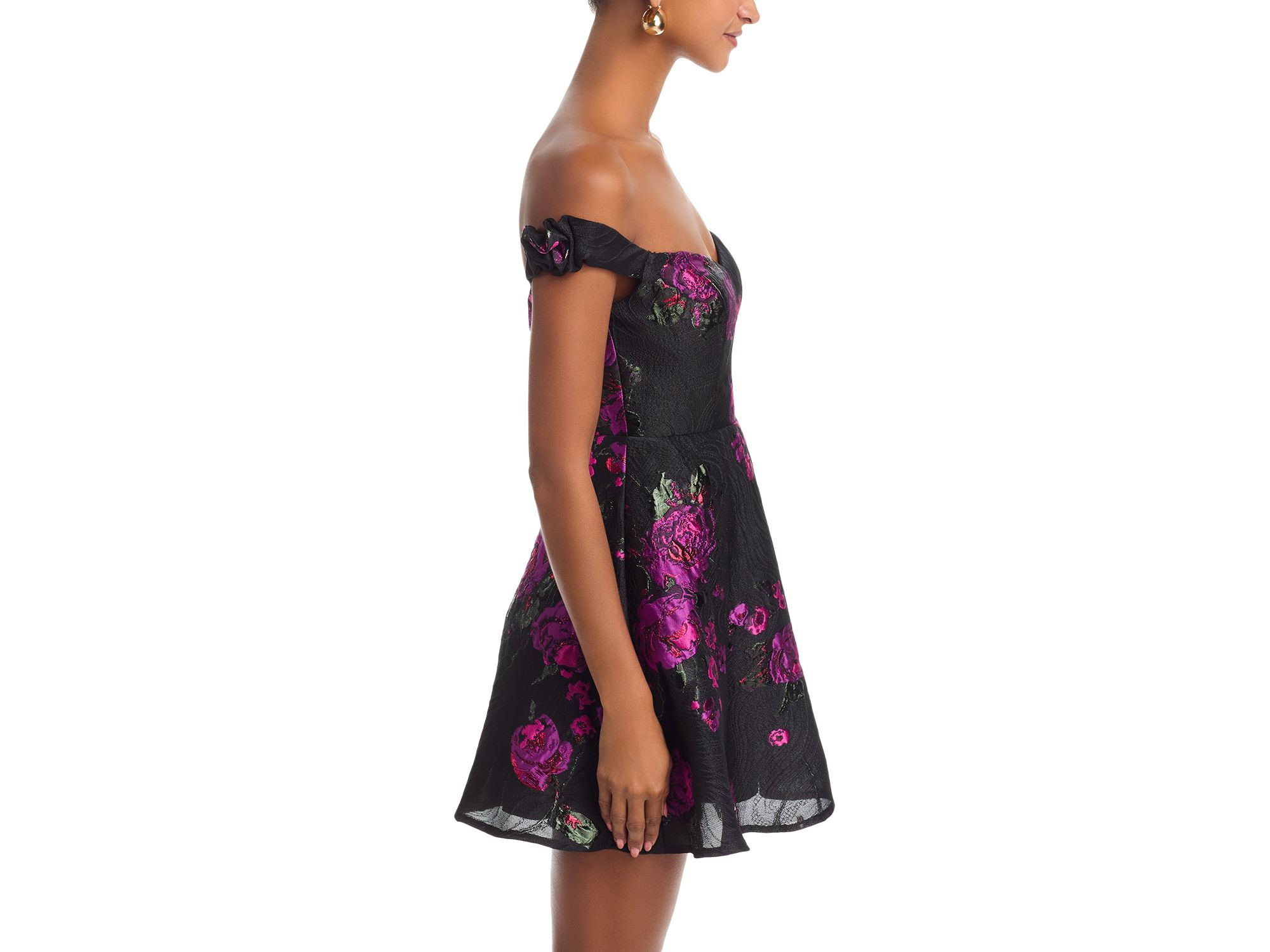 Rose Brocade Mini Dress - Exclusive — Image 4