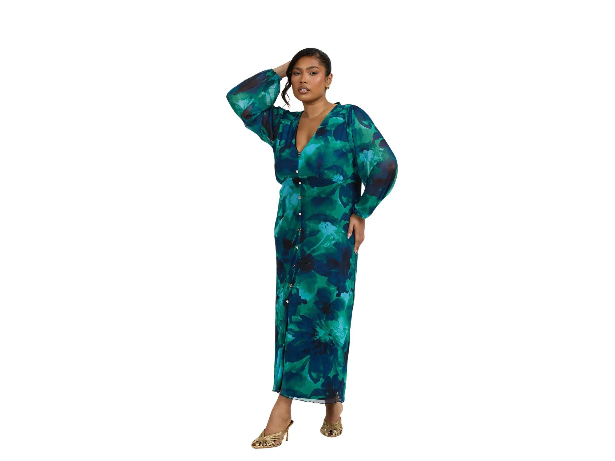 Button Up Plisse Midi Dress — Image 4