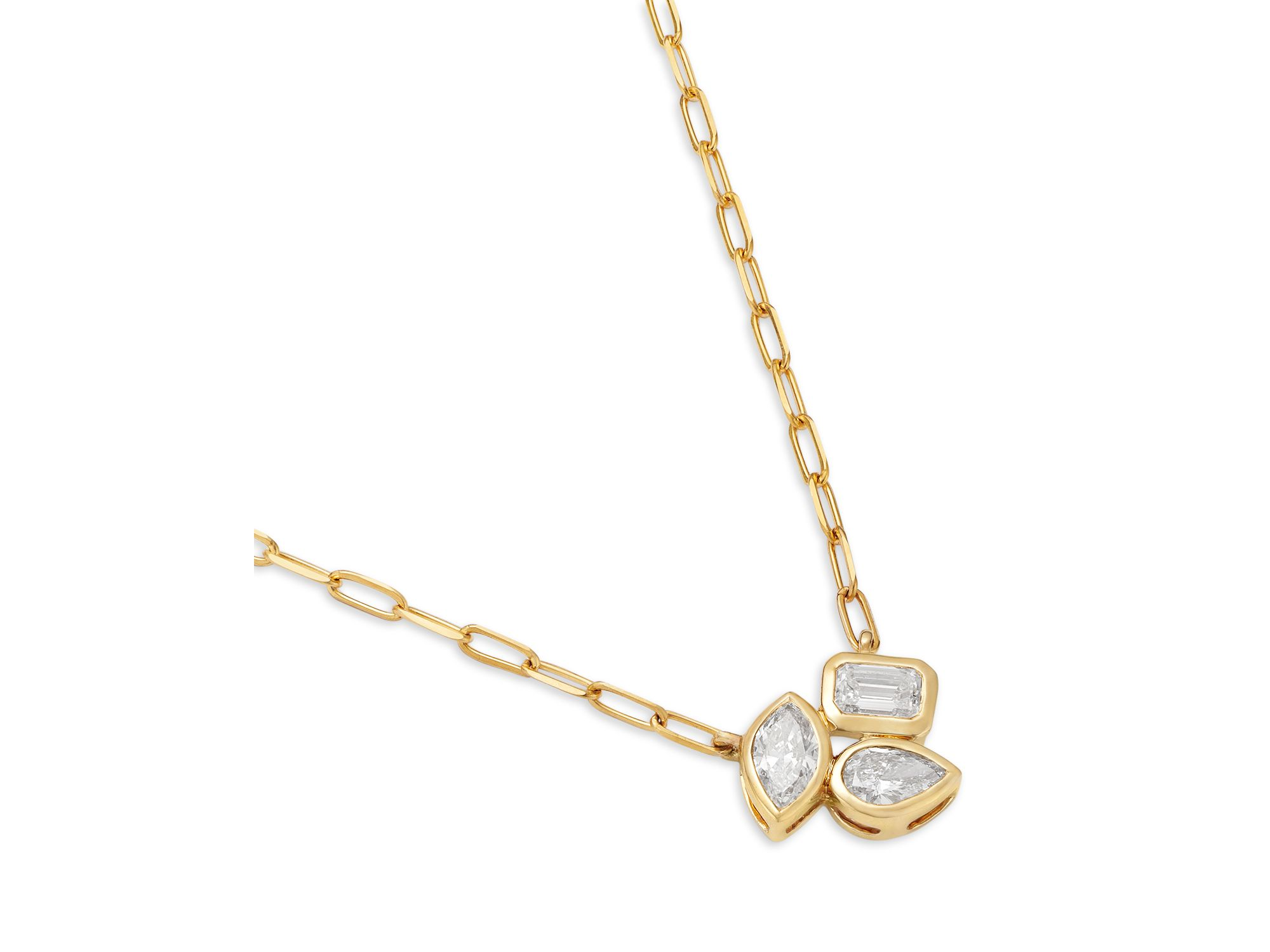 Luxe Collection Certified Lab Grown Diamond Mixed Cut Cluster Pendant Necklace in 14K Gold, 0.50 tcw — Image 3