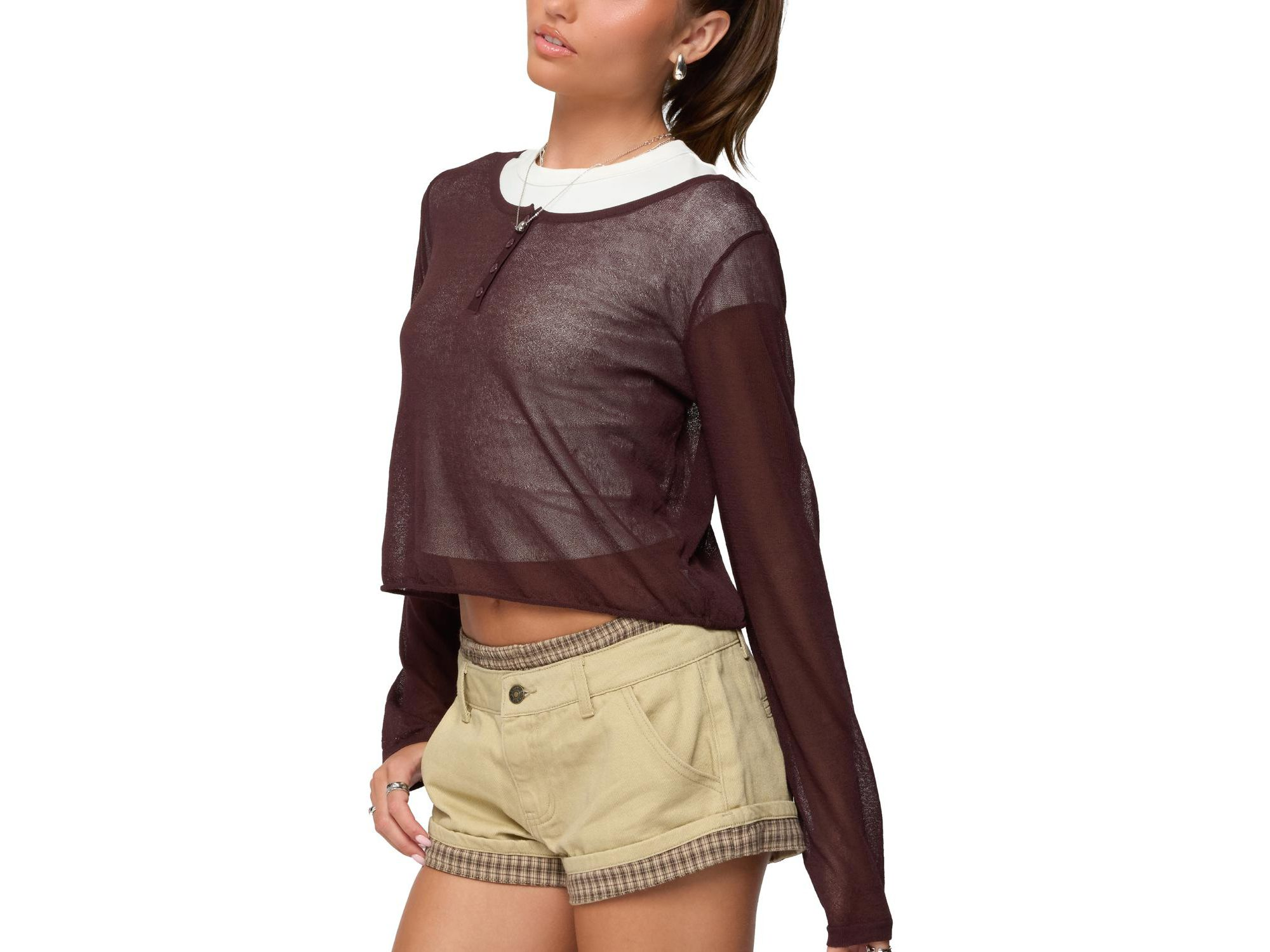 Kilian Sheer Knit Henley Top — Image 3