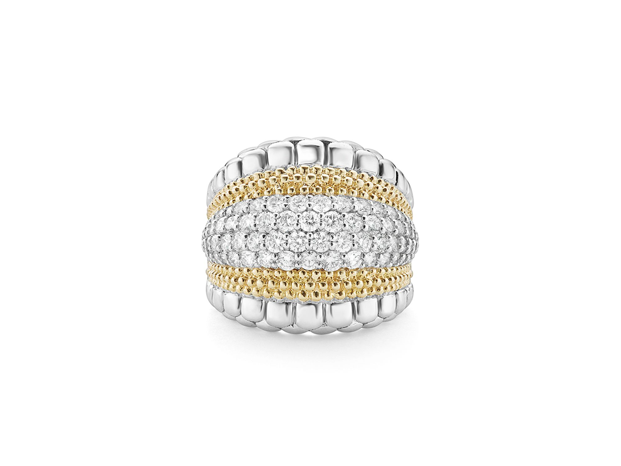 18K Gold and Sterling Silver Diamond Lux Large Ring — Image 3