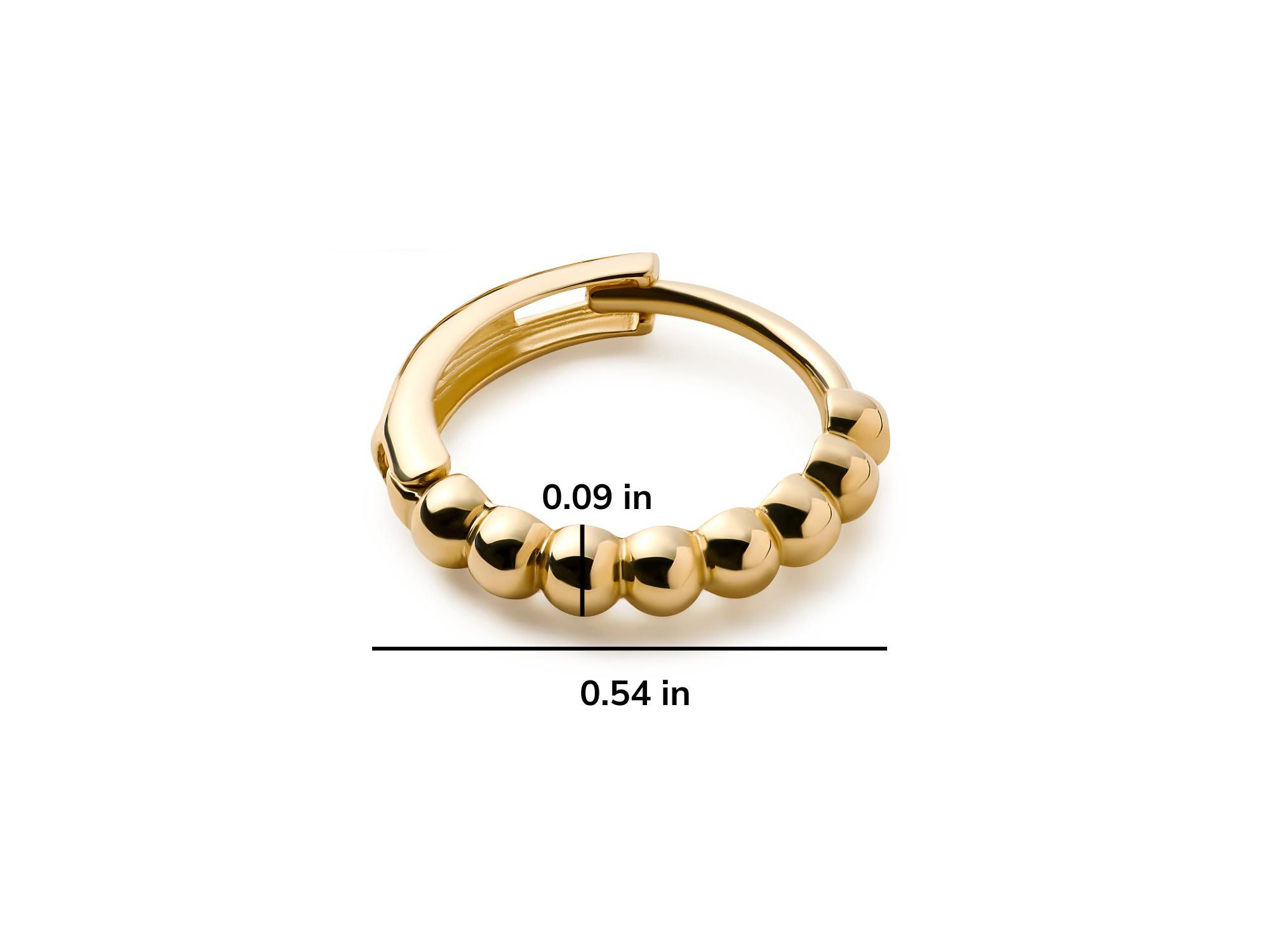 Solid Yellow Gold Bead Hoops Small Earrings — Image 5