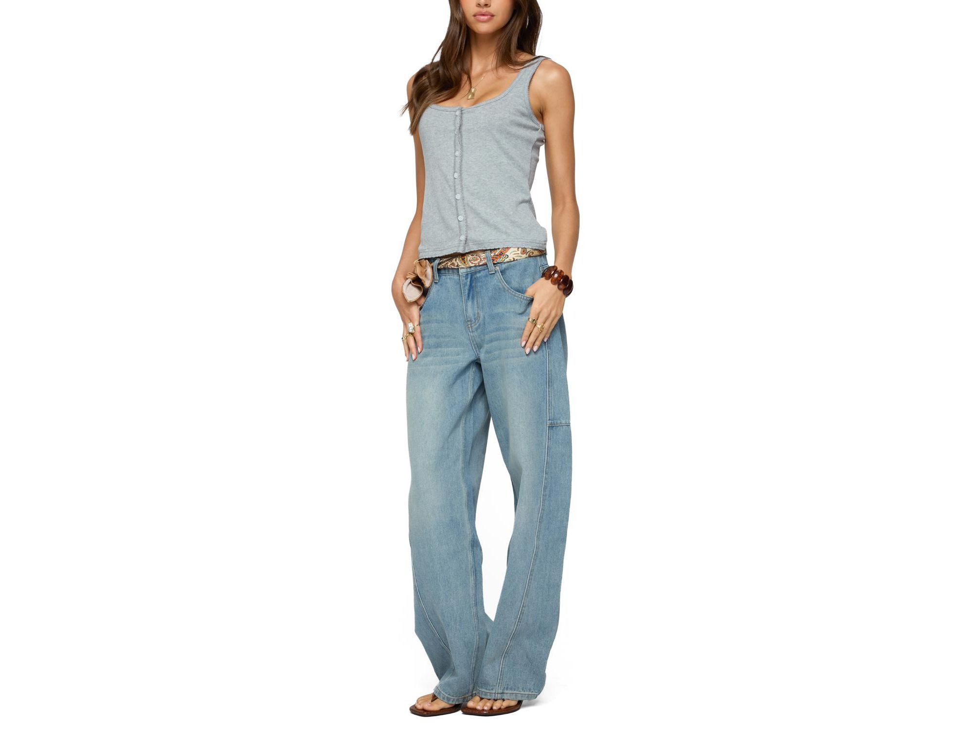 Gwenne Pointelle Button Up Tank Top — Image 3