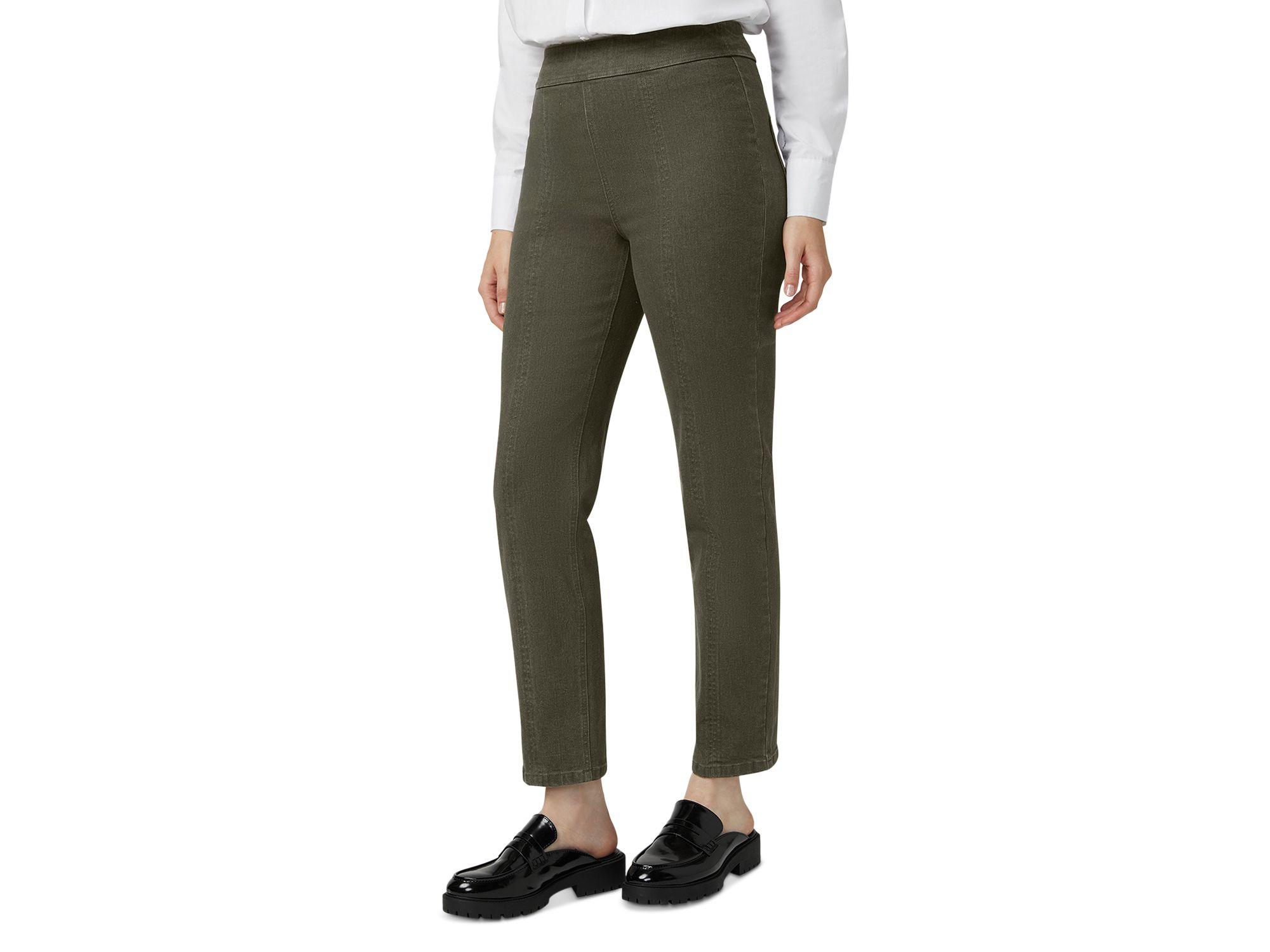 Mid Rise Straight Jeans in Olive Night — Image 4