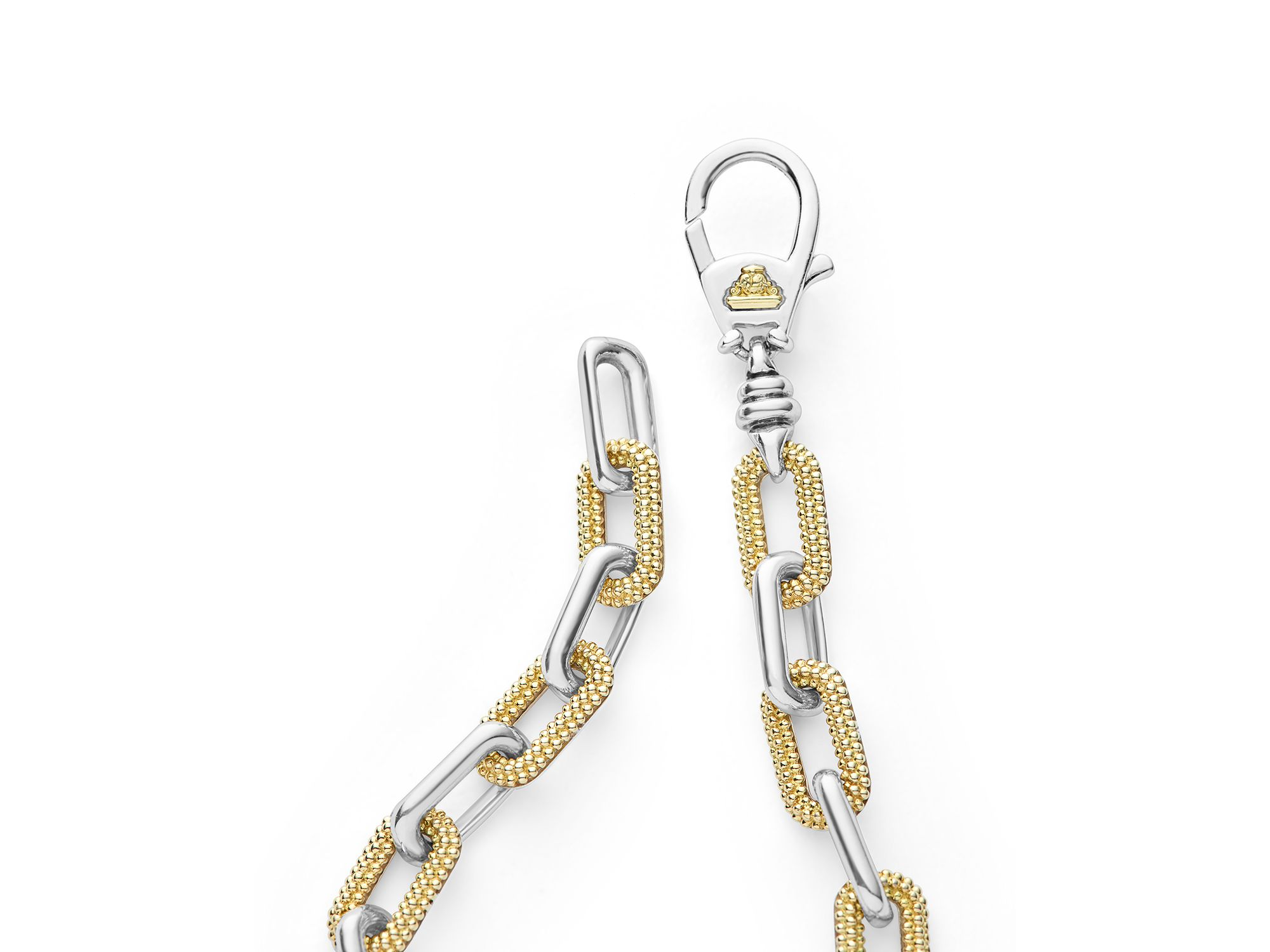 18K Yellow Gold & Silver Caviar Lux-Clip Diamond Link Bracelet - Exclusive — Image 4